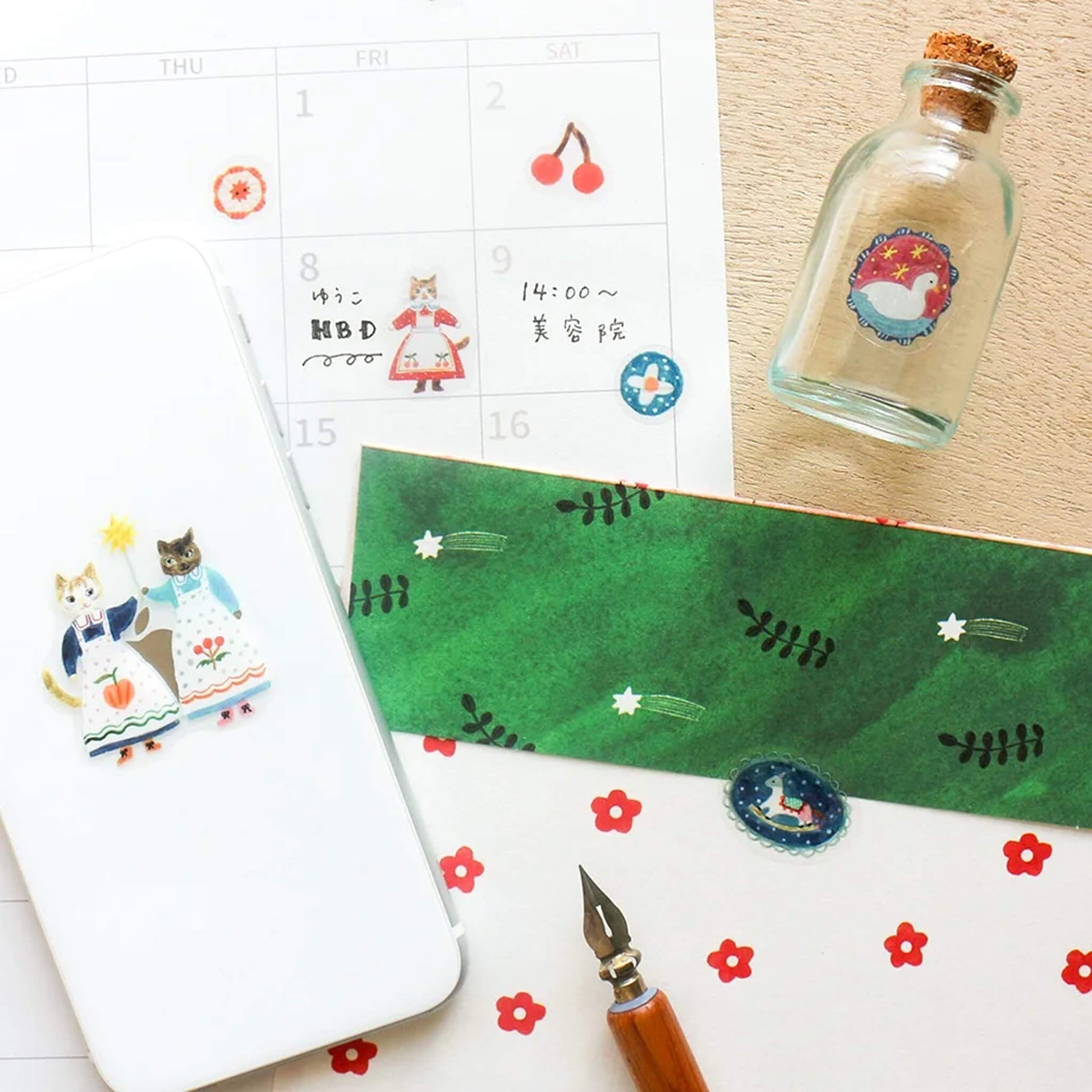 Cozyca Sticker Seal - Cats & Buttons - Sticker Sheets