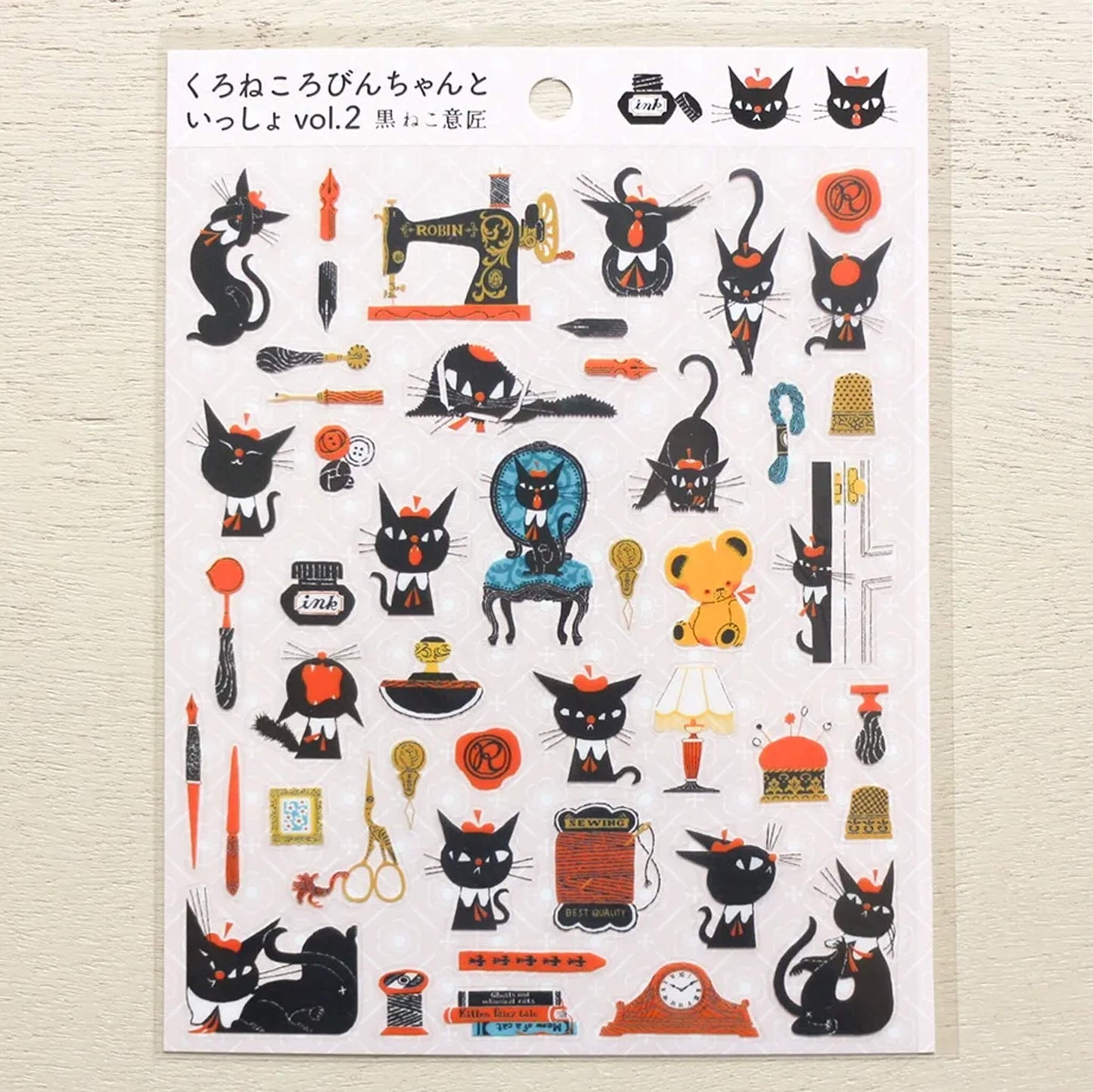 Cozyca Sticker Seal - Robin the Black Cat vol.2 - Sticker Sheets