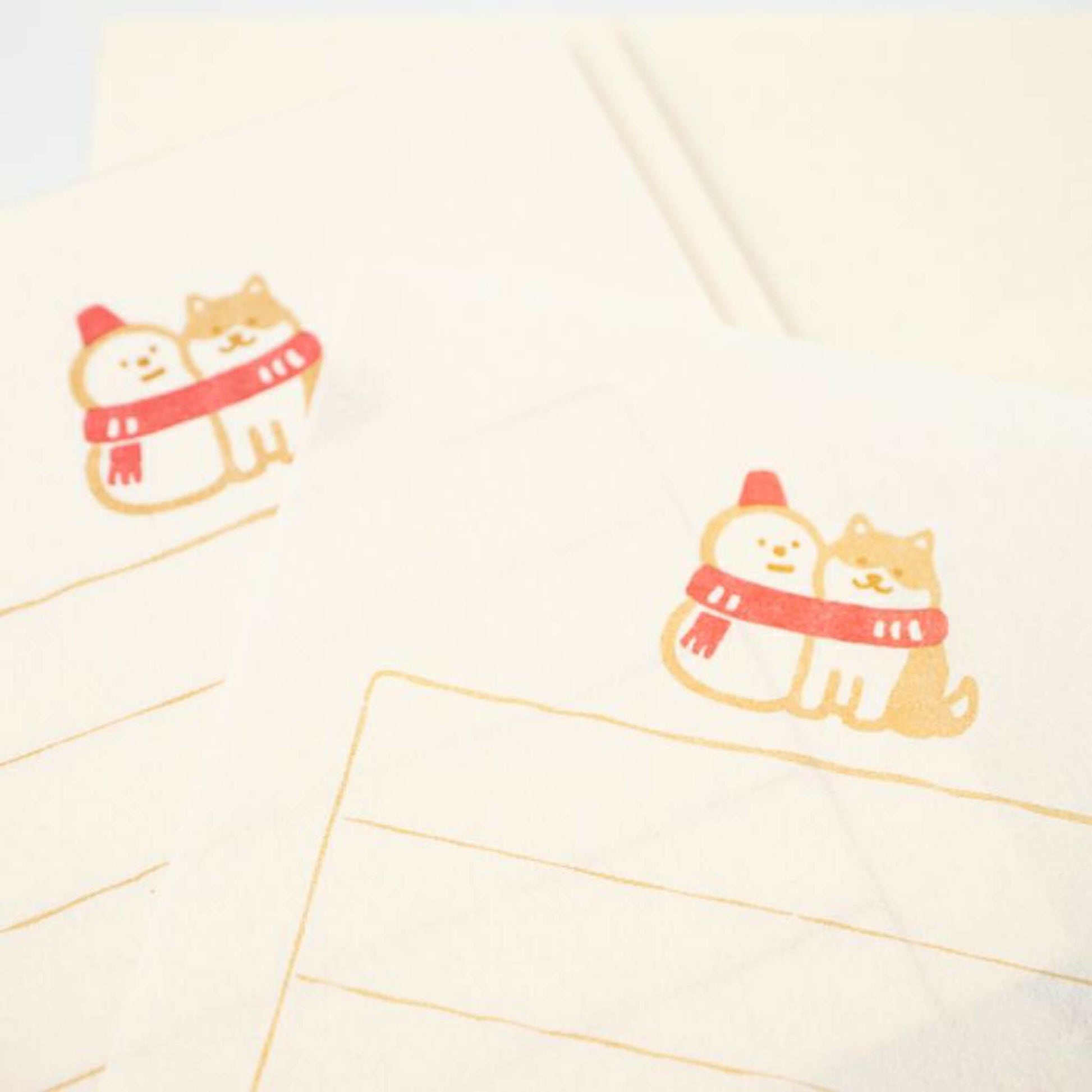 Furukawa Mini Letter Writing Set Wa - Life 2024 Winter Limited - Snowman and Shiba - Mini Letter Writing Sets
