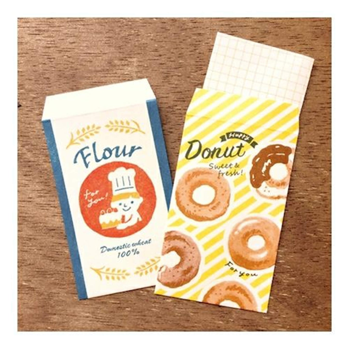 Furukawa Paper Bag Mini Letter Set - Flour & Donuts - Mini Letter Writing Sets