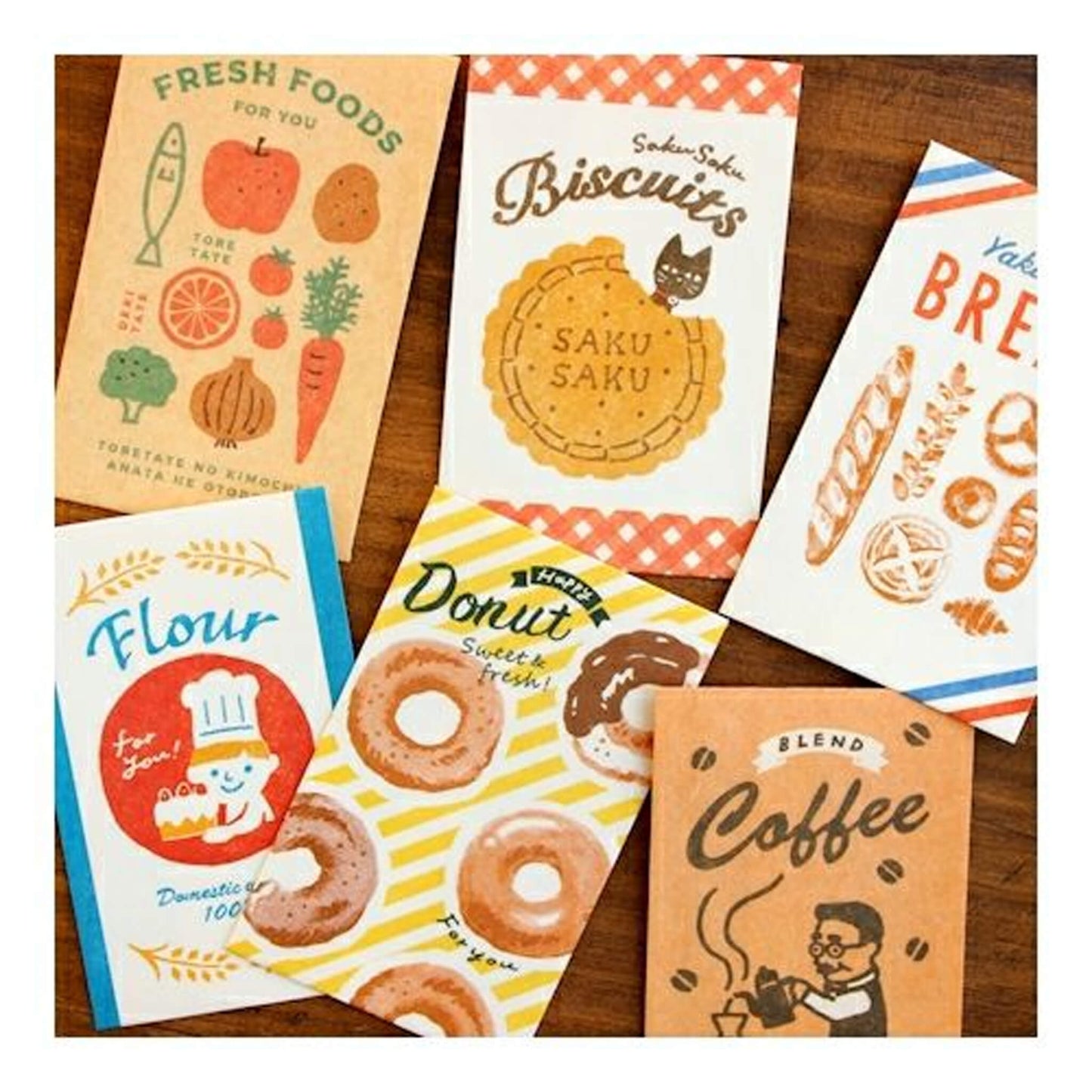 Furukawa Paper Bag Mini Letter Set - Flour & Donuts - Mini Letter Writing Sets