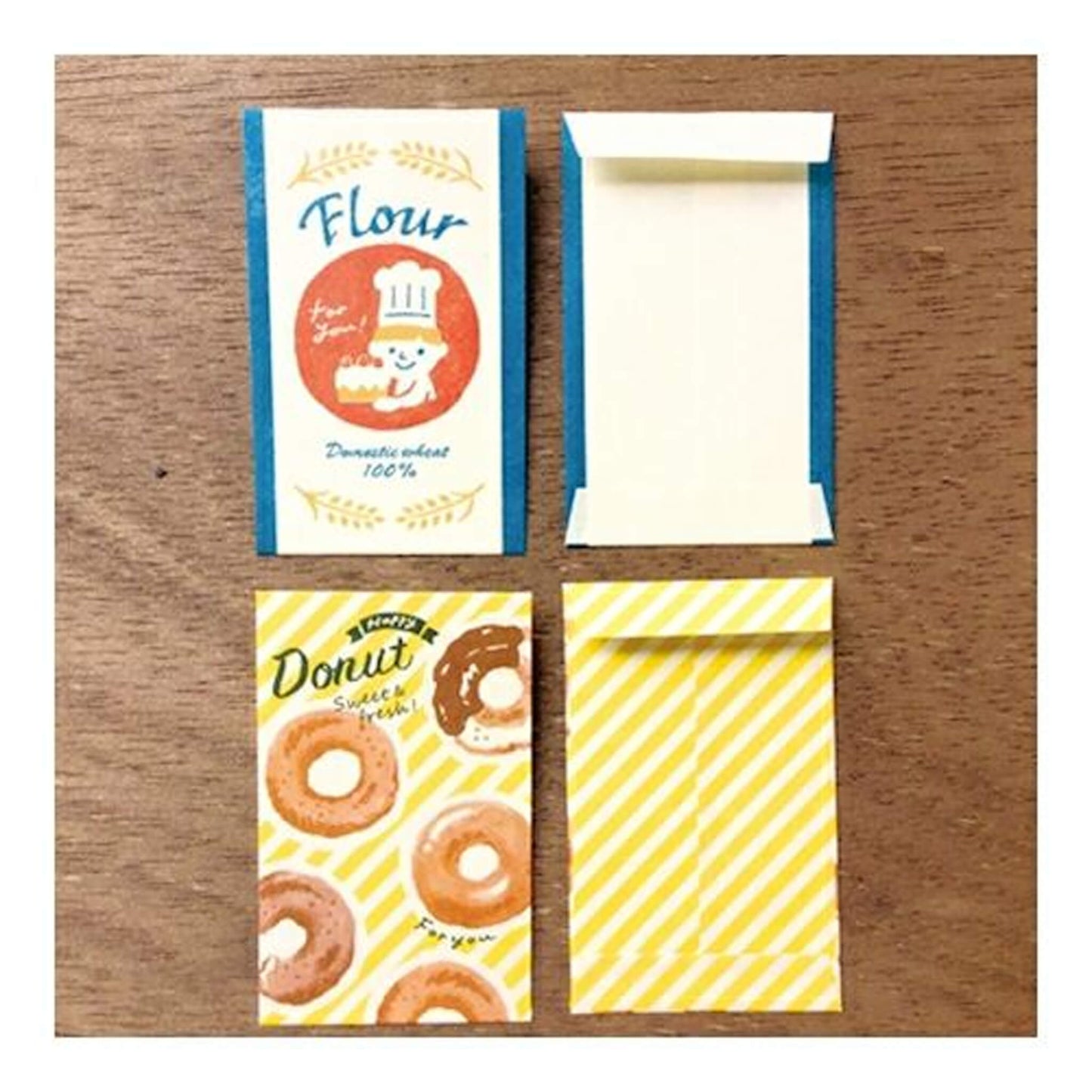 Furukawa Paper Bag Mini Letter Set - Flour & Donuts - Mini Letter Writing Sets