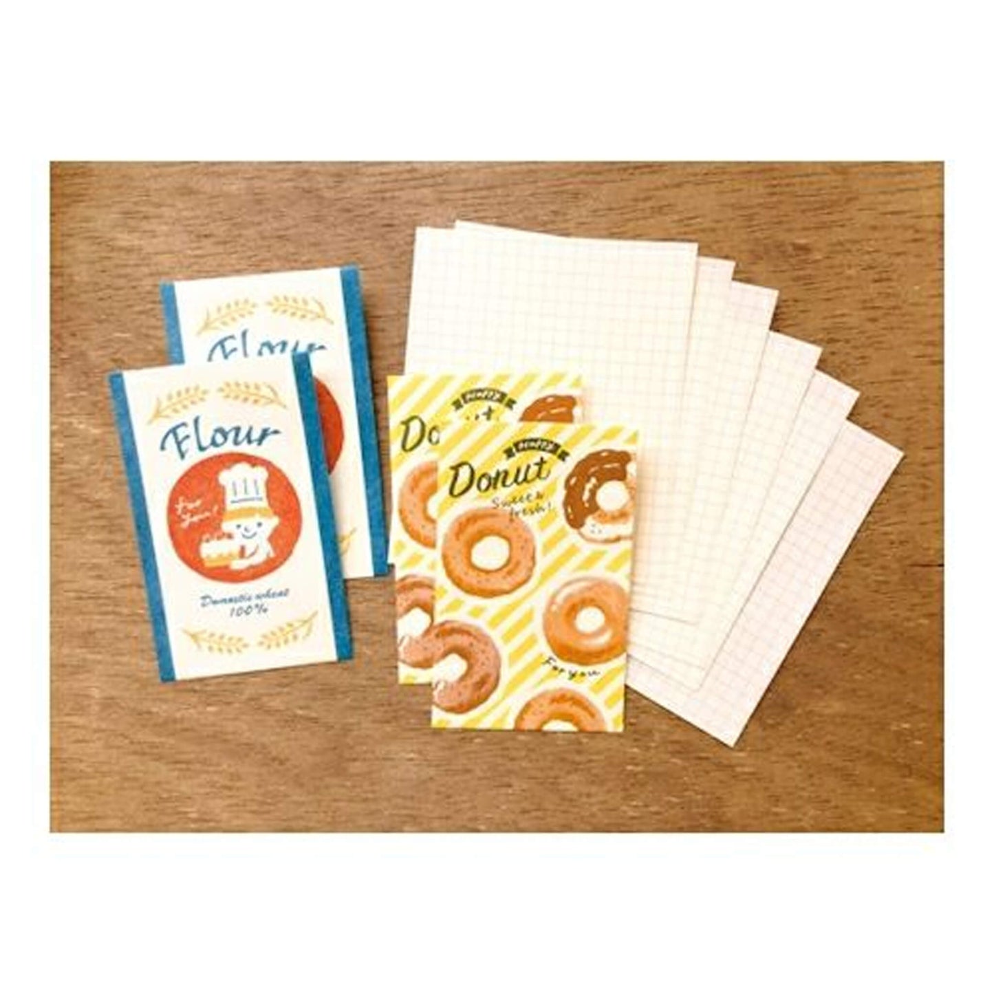 Furukawa Paper Bag Mini Letter Set - Flour & Donuts - Mini Letter Writing Sets