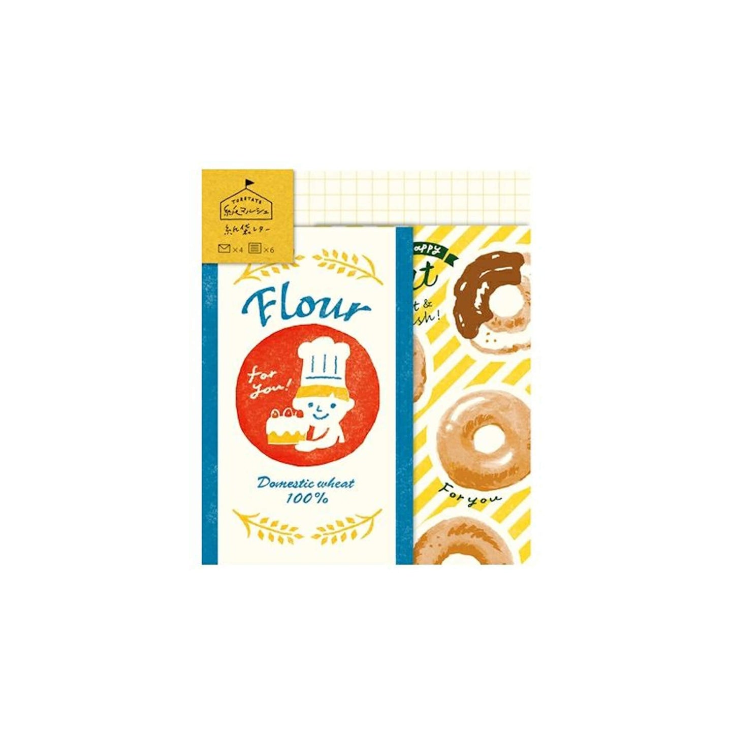 Furukawa Paper Bag Mini Letter Set - Flour & Donuts - Mini Letter Writing Sets