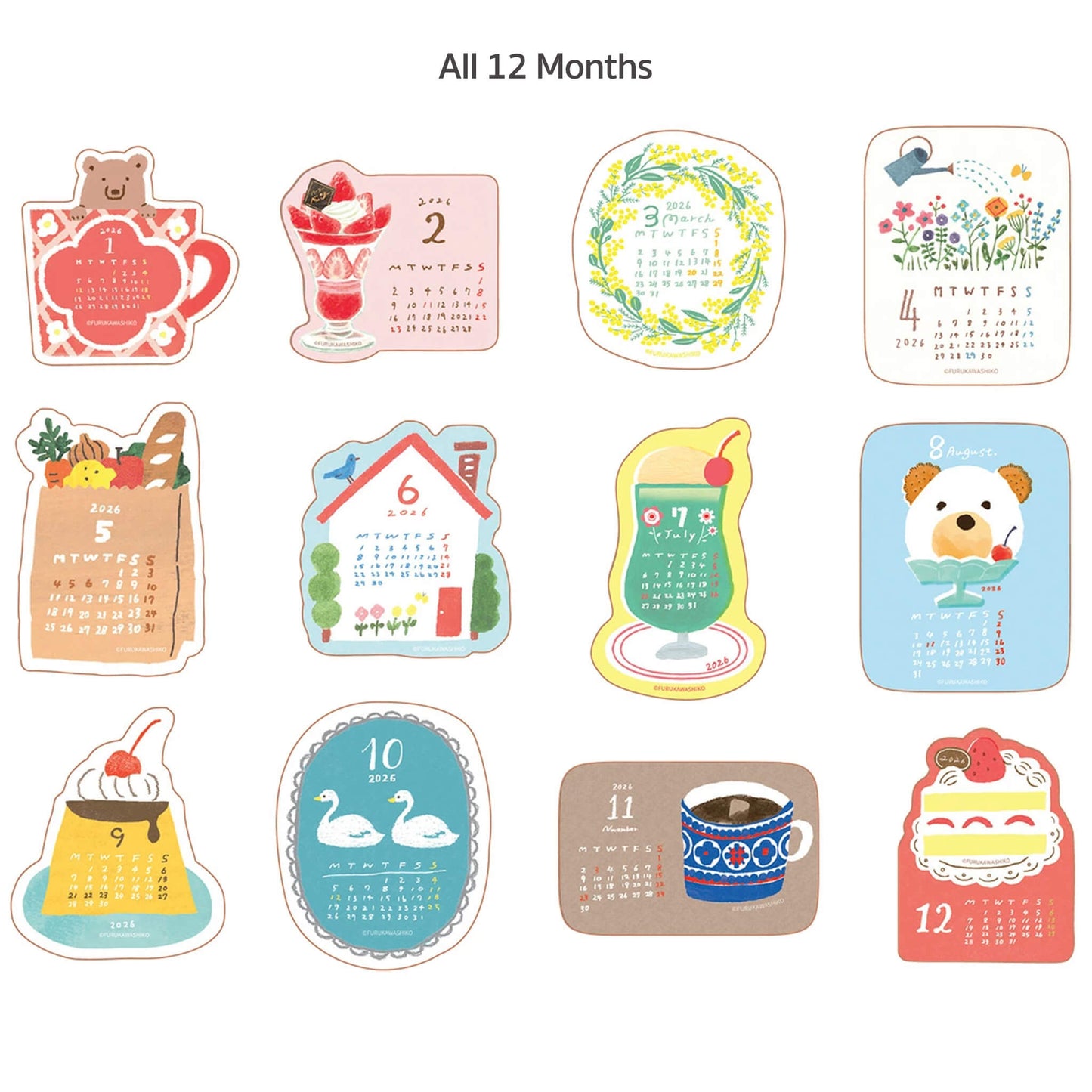 Furukawa Shiko 2026 Sticker Calendar - Season - Flake Stickers