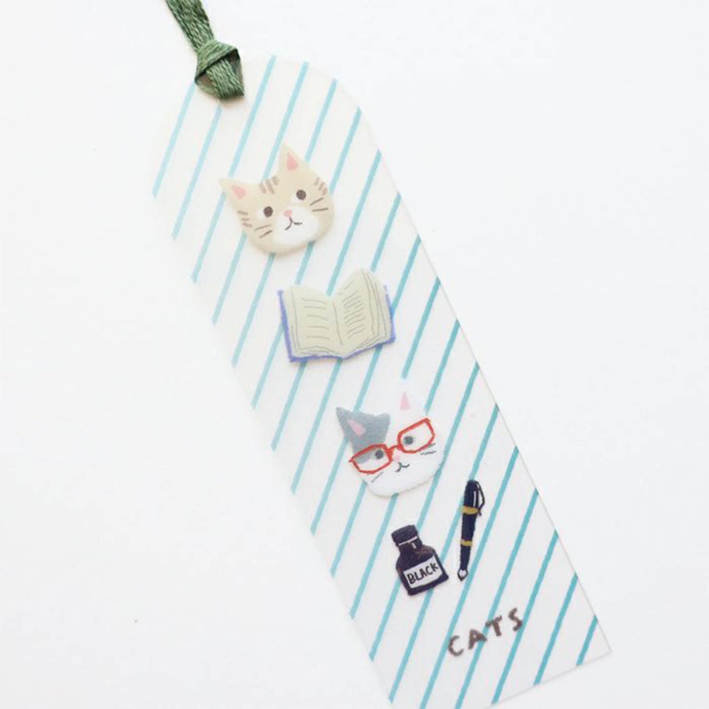 Furukawa Shiko Clear Bookmark - Book and Cat - Hontowatashi - Bookmarks