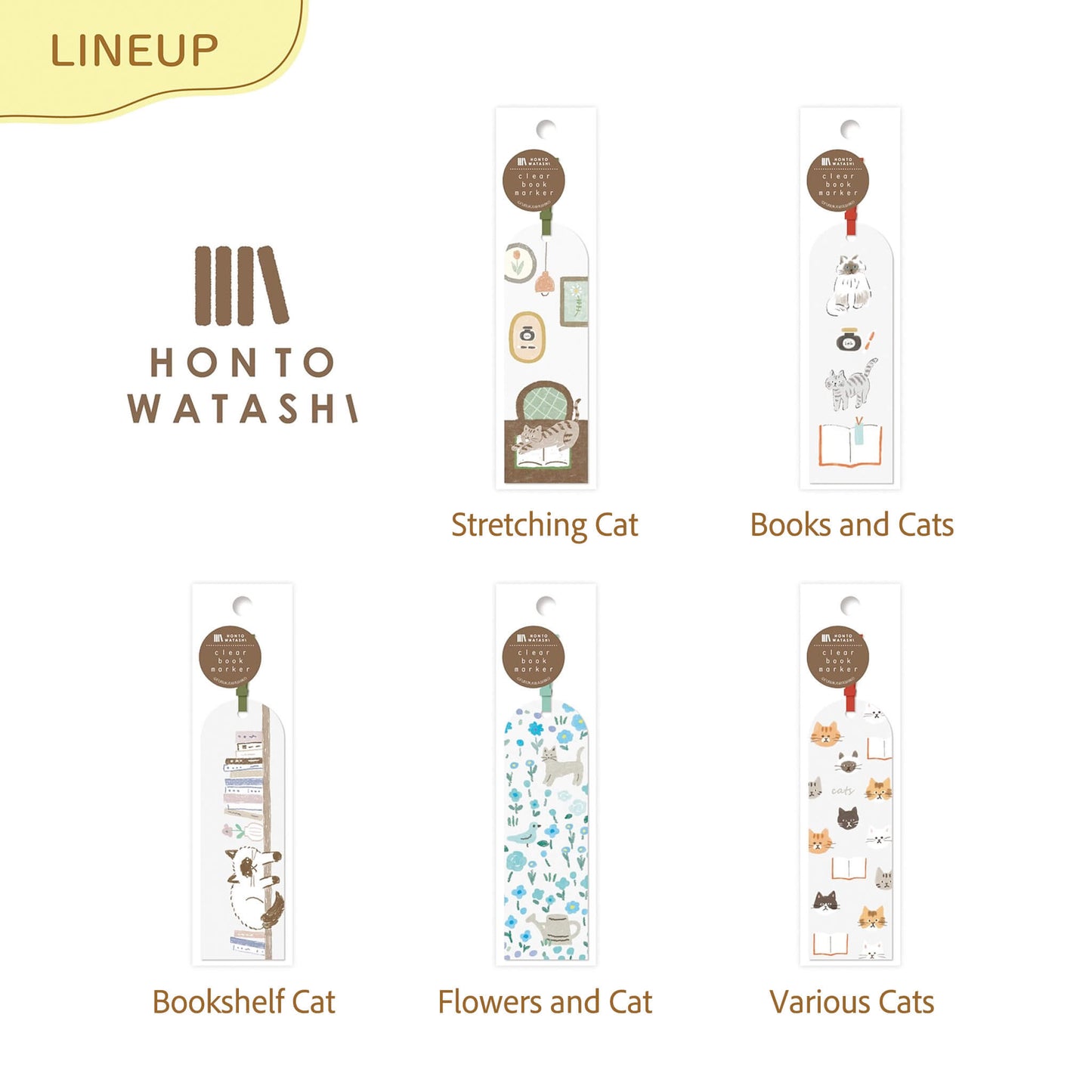 Furukawa Shiko Clear Bookmark - Stretching Cat - Hontowatashi - Bookmarks
