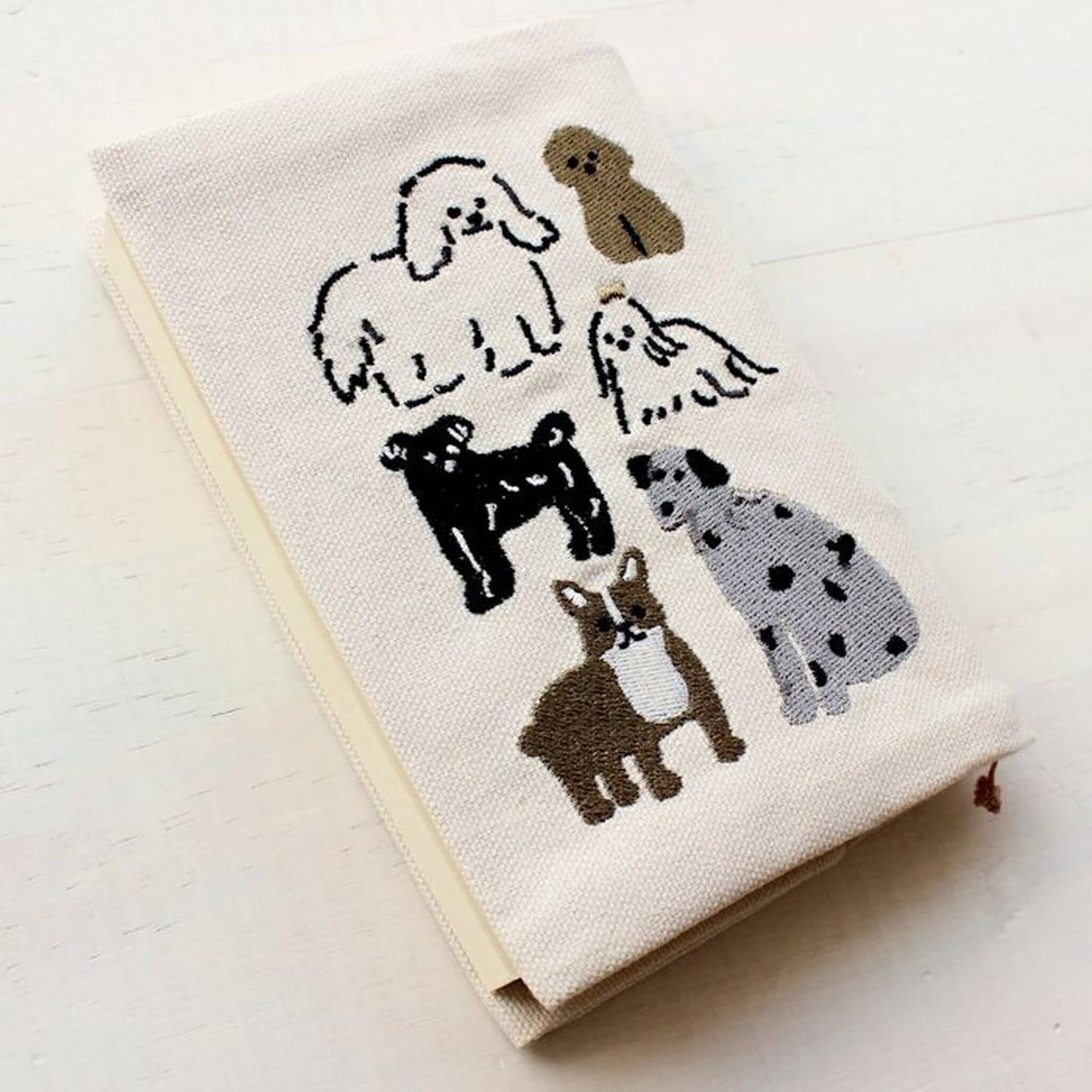 Furukawa Shiko Embroidered Book Cover A6 - Dog - Hontowatashi - Book Covers