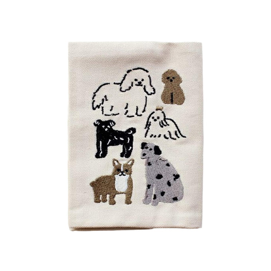 Furukawa Shiko Embroidered Book Cover A6 - Dog - Hontowatashi - Book Covers