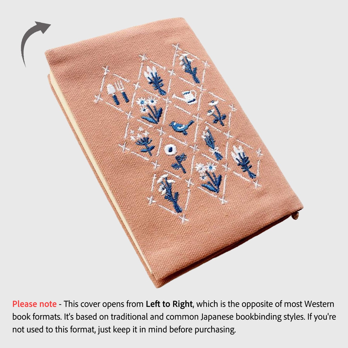 Furukawa Shiko Embroidered Book Cover A6 - Dry Flower - Hontowatashi - Book Covers