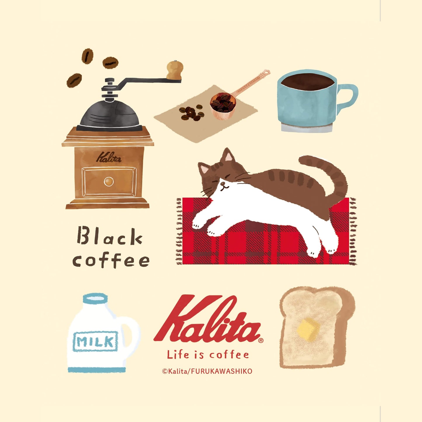 Furukawa Shiko × Kalita Coffee Cup Mini Letter Sheet - Black Coffee - Mini Letter Writing Sets