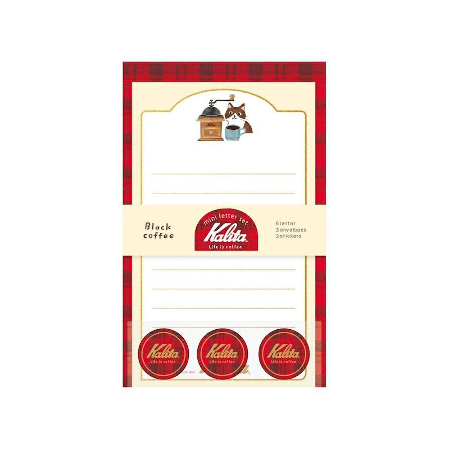 Furukawa Shiko × Kalita Foil - Stamped Mini Letter Set - Black Coffee - Mini Letter Writing Sets