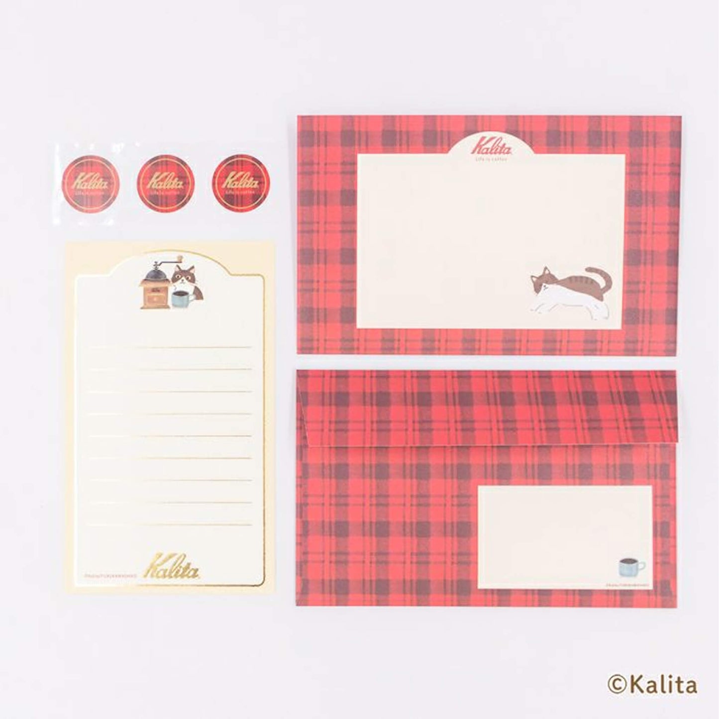 Furukawa Shiko × Kalita Foil - Stamped Mini Letter Set - Black Coffee - Mini Letter Writing Sets