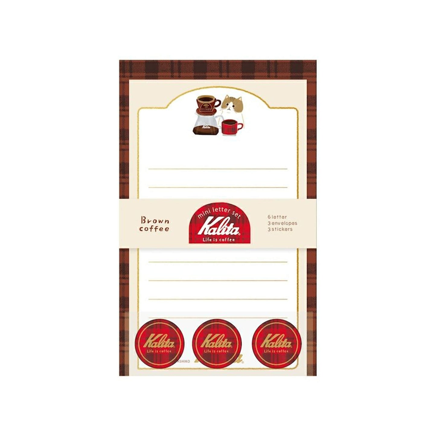 Furukawa Shiko × Kalita Foil - Stamped Mini Letter Set - Brown Coffee - Mini Letter Writing Sets