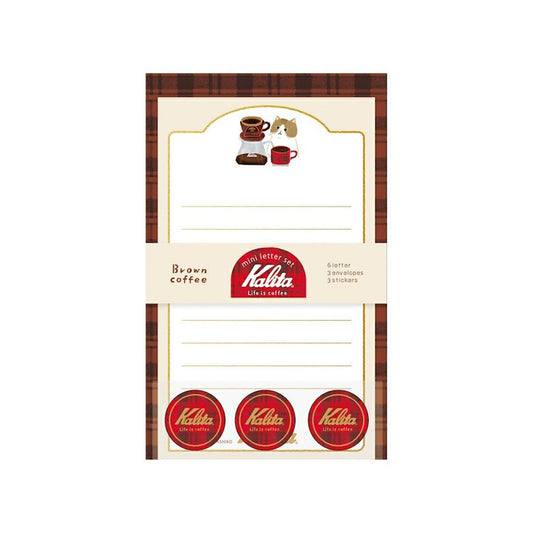 Furukawa Shiko × Kalita Foil - Stamped Mini Letter Set - Brown Coffee - Mini Letter Writing Sets