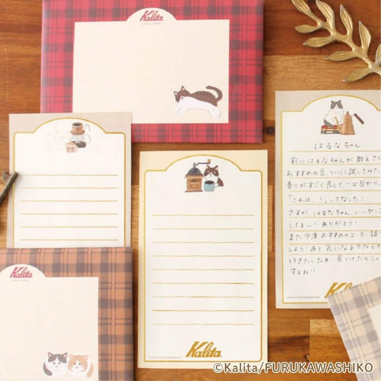 Furukawa Shiko × Kalita Foil - Stamped Mini Letter Set - Brown Coffee - Mini Letter Writing Sets