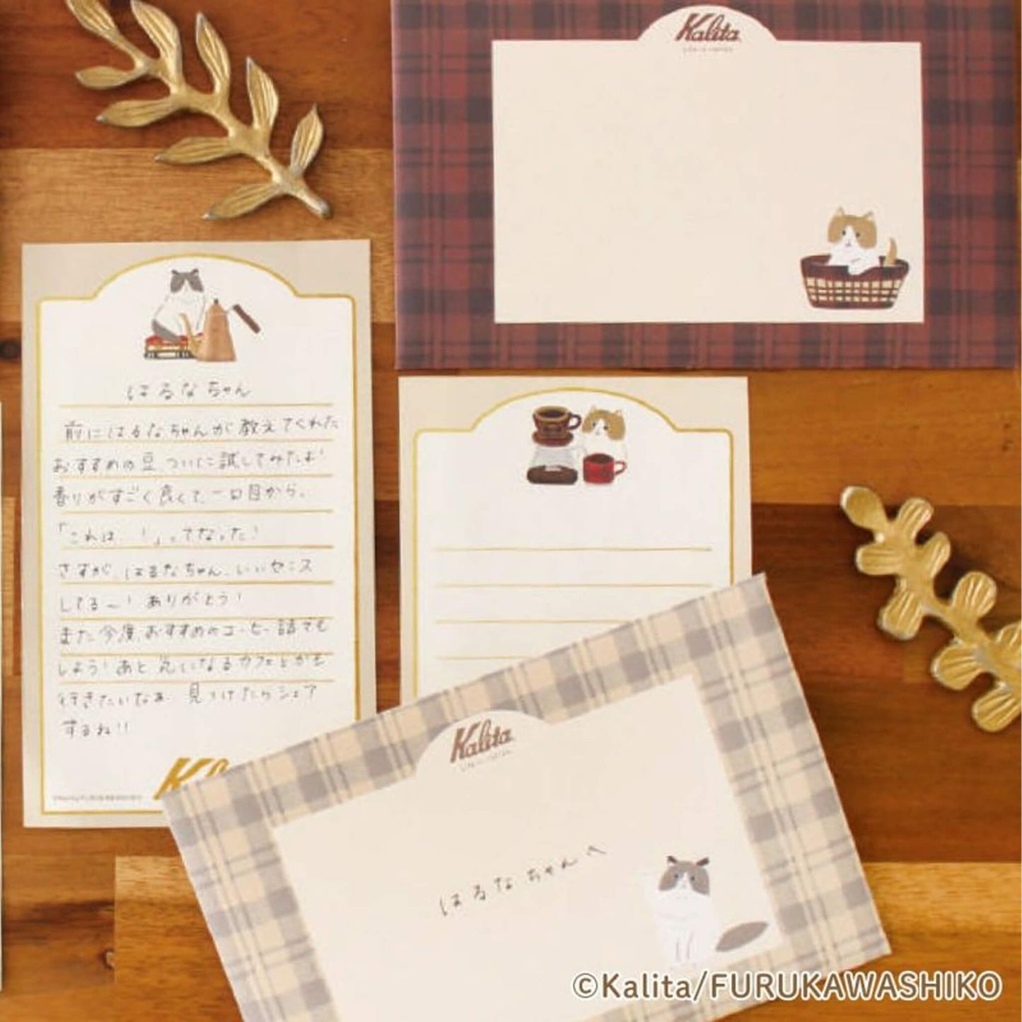 Furukawa Shiko × Kalita Foil - Stamped Mini Letter Set - Brown Coffee - Mini Letter Writing Sets