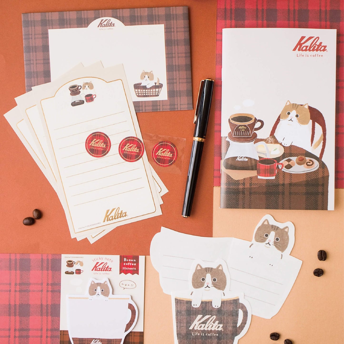 Furukawa Shiko × Kalita Foil - Stamped Mini Letter Set - Brown Coffee - Mini Letter Writing Sets
