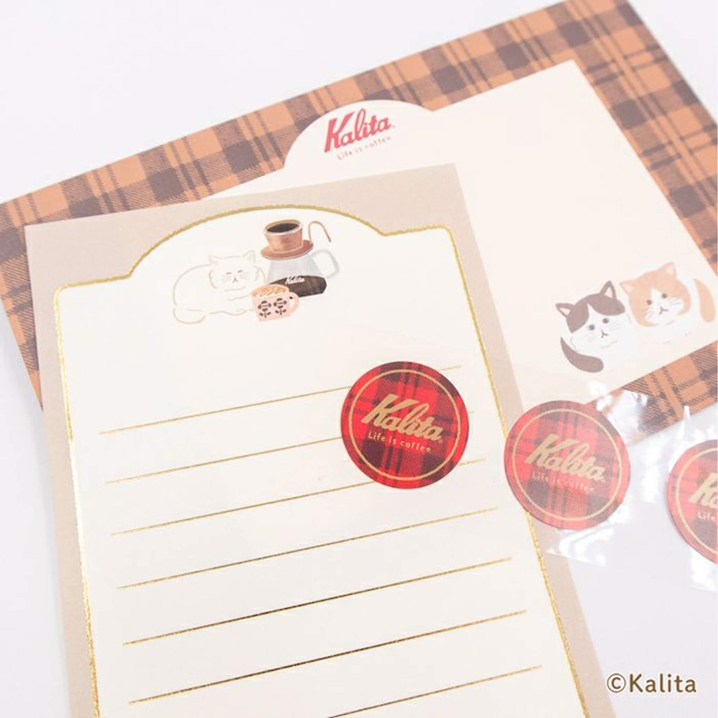 Furukawa Shiko × Kalita Foil - Stamped Mini Letter Set - Caramel Coffee - Mini Letter Writing Sets