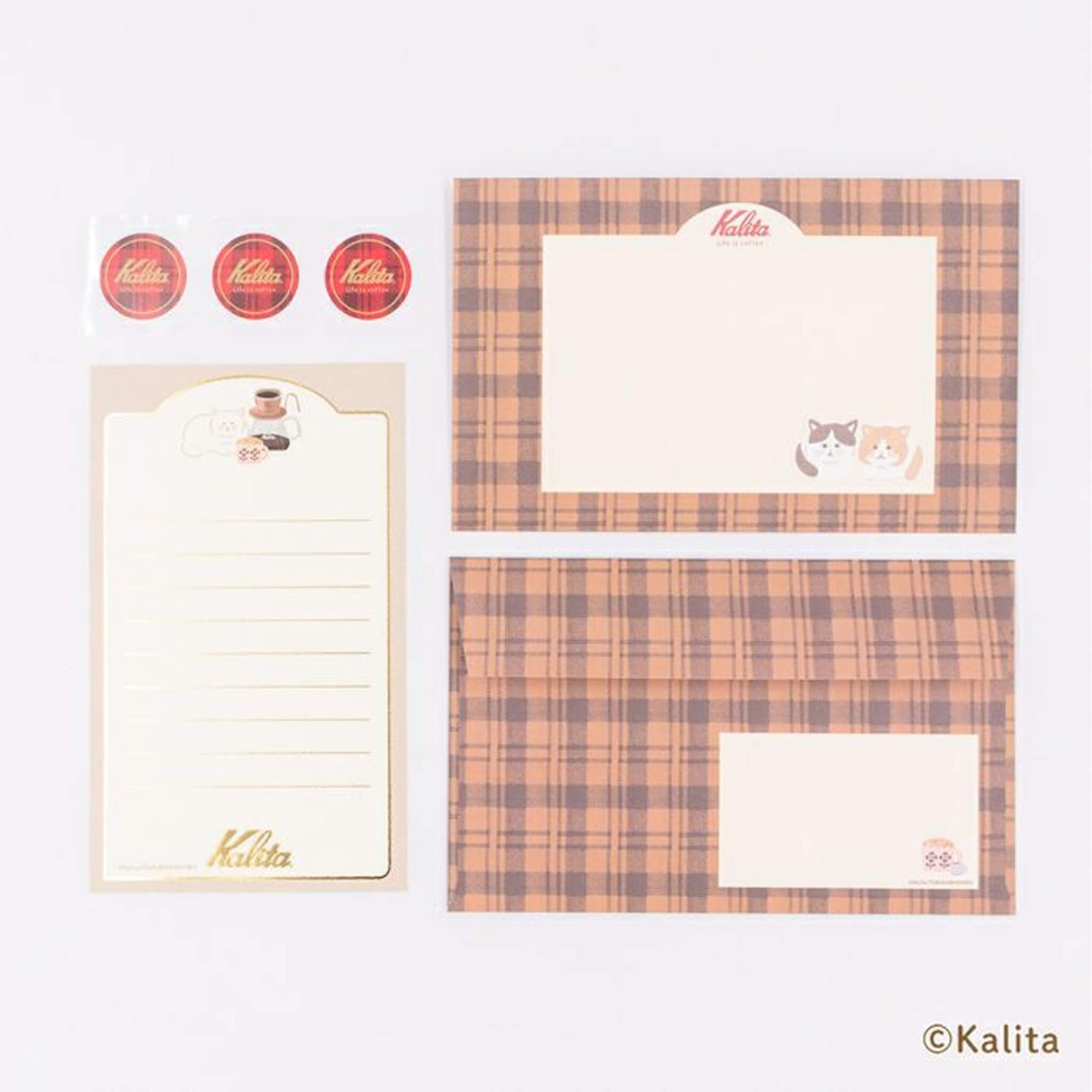 Furukawa Shiko × Kalita Foil - Stamped Mini Letter Set - Caramel Coffee - Mini Letter Writing Sets