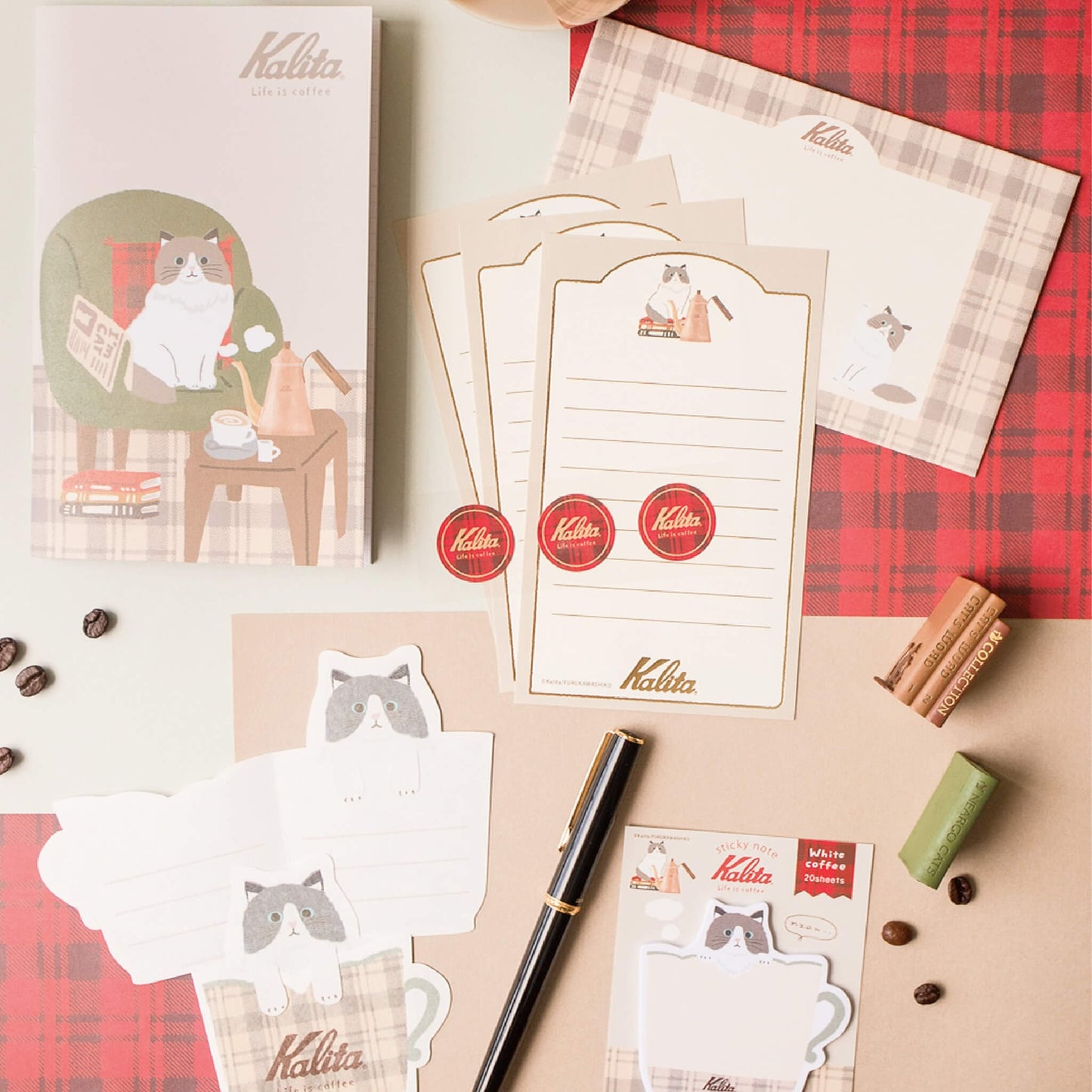 Furukawa Shiko × Kalita Foil - Stamped Mini Letter Set - White Coffee - Mini Letter Writing Sets