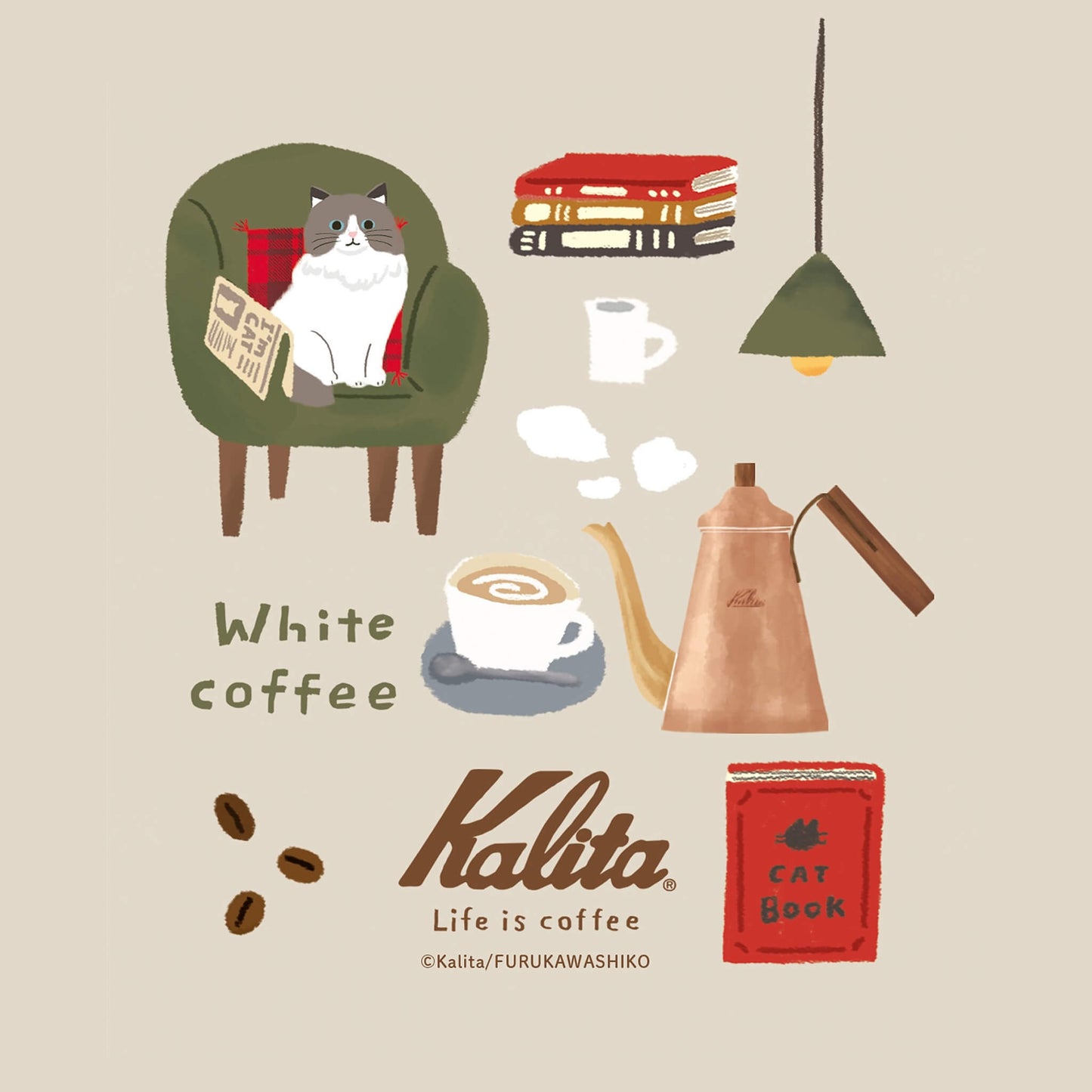 Furukawa Shiko × Kalita Foil - Stamped Mini Letter Set - White Coffee - Mini Letter Writing Sets