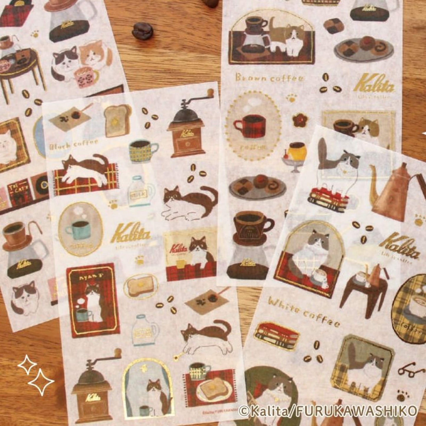 Furukawa Shiko × Kalita Foil - Stamped Sticker Sheet - Brown Coffee - Sticker Sheets