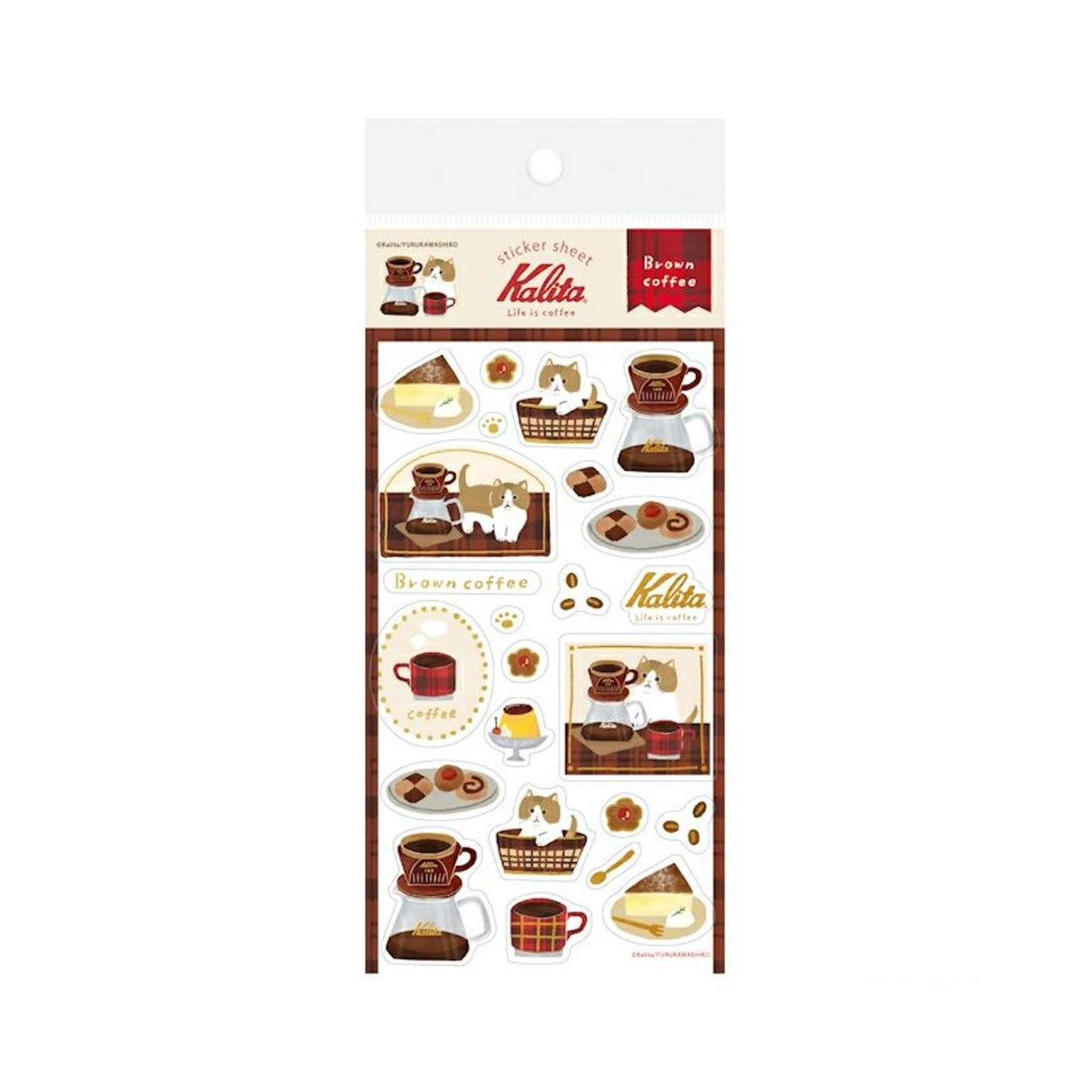 Furukawa Shiko × Kalita Foil - Stamped Sticker Sheet - Brown Coffee - Sticker Sheets
