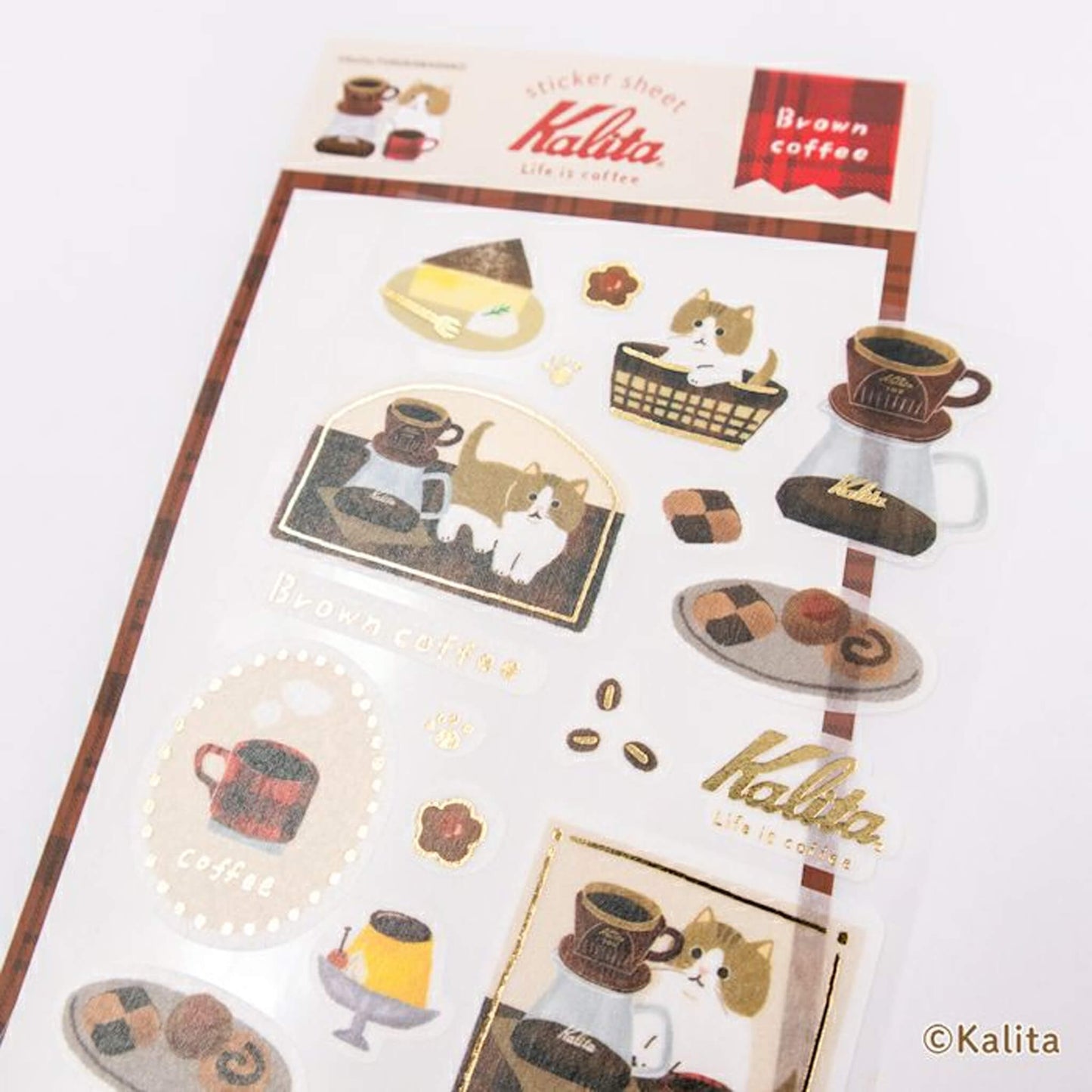 Furukawa Shiko × Kalita Foil - Stamped Sticker Sheet - Brown Coffee - Sticker Sheets