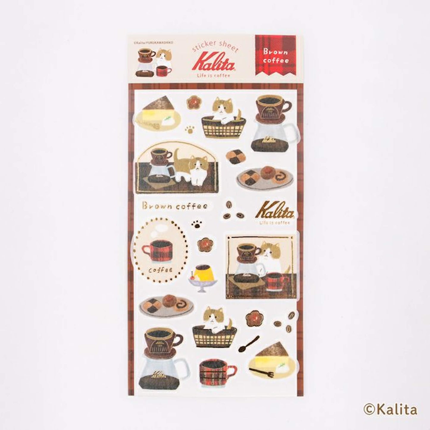 Furukawa Shiko × Kalita Foil - Stamped Sticker Sheet - Brown Coffee - Sticker Sheets
