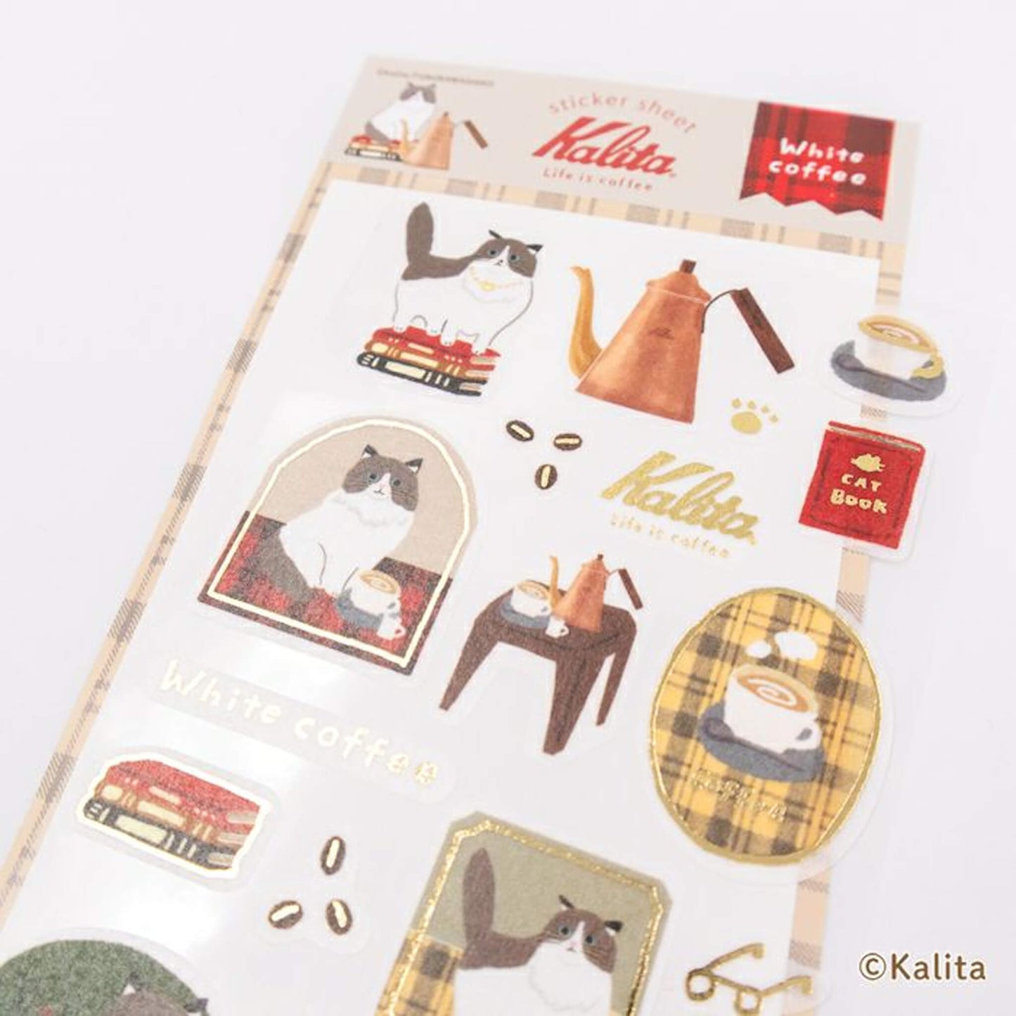 Furukawa Shiko × Kalita Foil - Stamped Sticker Sheet - White Coffee - Sticker Sheets