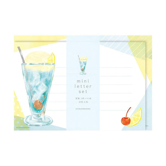 Furukawa Shiko Mini Letter Set - Blue Cream Soda - Wa - Life 2025 Summer Limited - Mini Letter Writing Sets