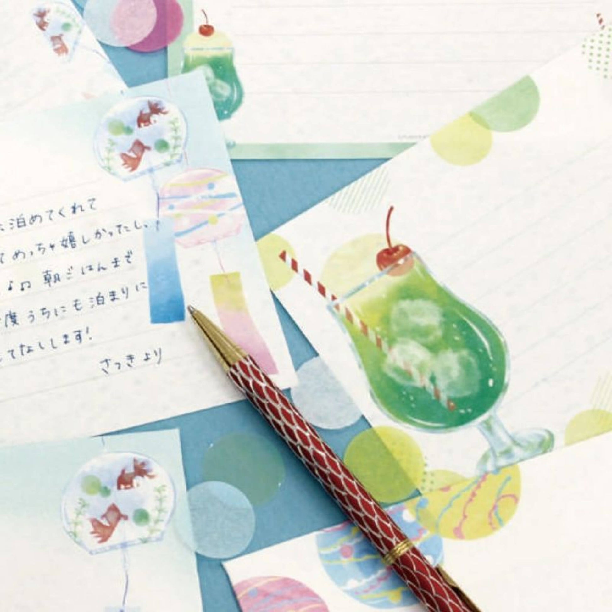 Furukawa Shiko Mini Letter Set - Blue Cream Soda - Wa - Life 2025 Summer Limited - Mini Letter Writing Sets