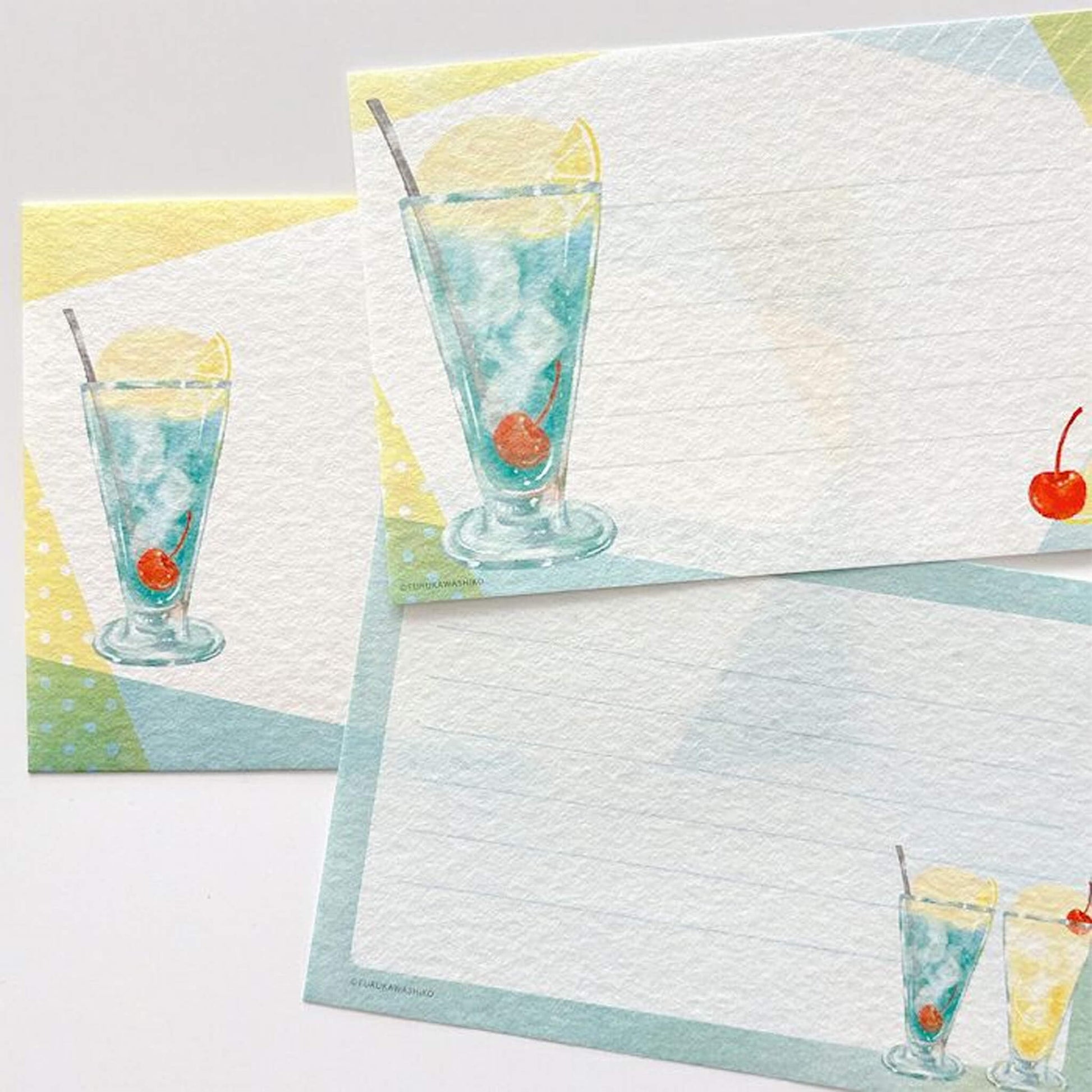 Furukawa Shiko Mini Letter Set - Blue Cream Soda - Wa - Life 2025 Summer Limited - Mini Letter Writing Sets