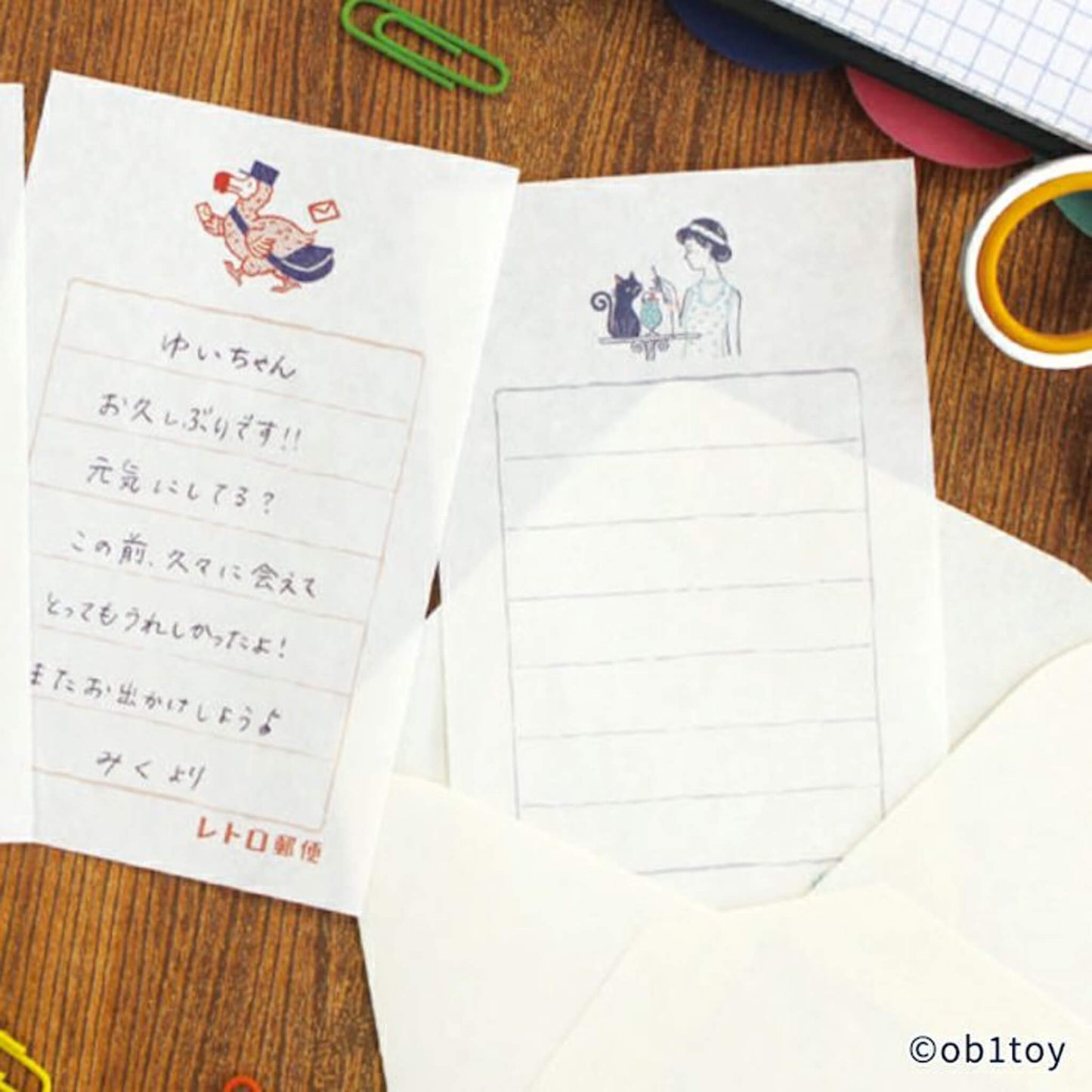 Furukawa Shiko × ob1toy Soebumi - sen Mini Letter Writing Set - Retro Post Limited - Mini Letter Writing Sets