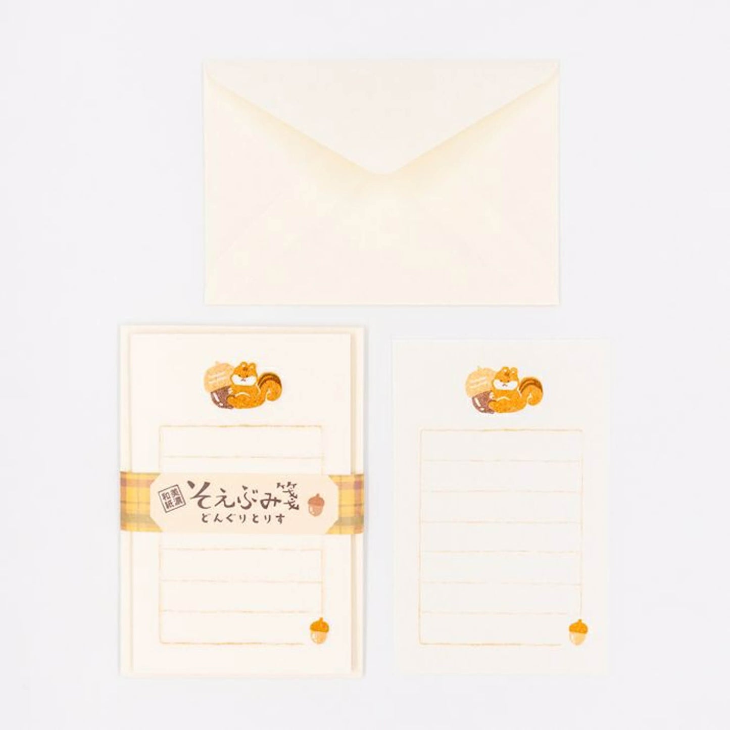 Furukawa Shiko Soebumisen Mini Letter Set - Acorn and Squirrel - Mini Letter Writing Sets