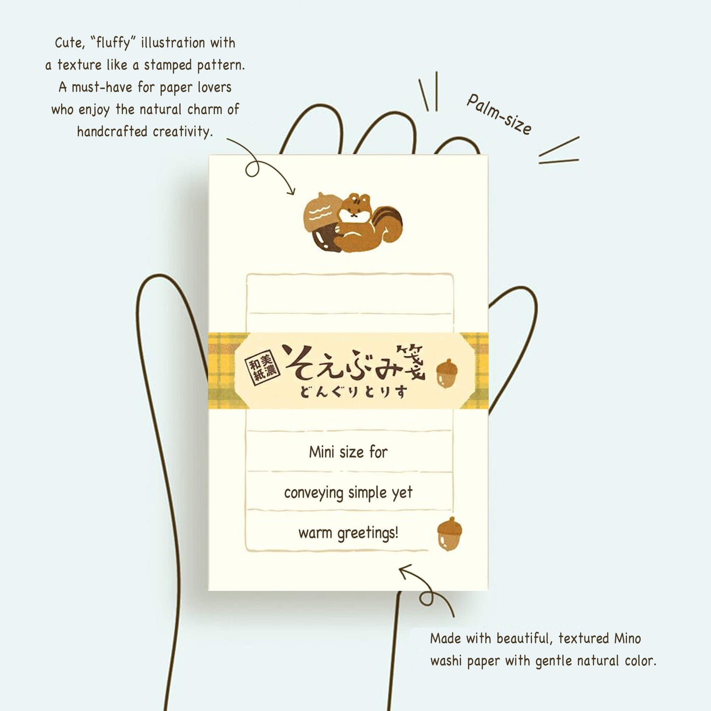 Furukawa Shiko Soebumisen Mini Letter Set - Acorn and Squirrel - Mini Letter Writing Sets