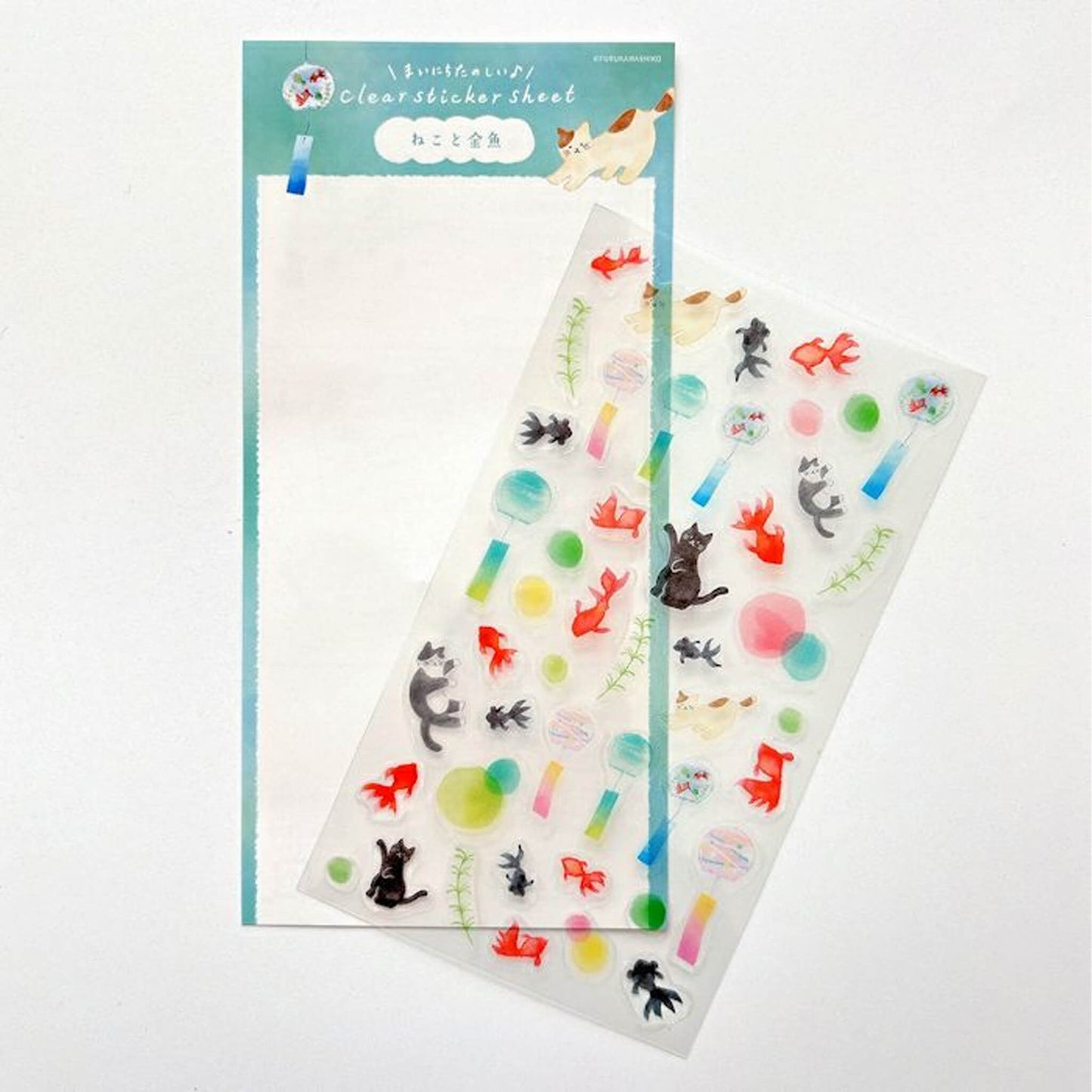 Furukawa Shiko Sticker Sheet - Cat and Goldfish - Wa - Life 2025 Summer Limited - Sticker Sheets