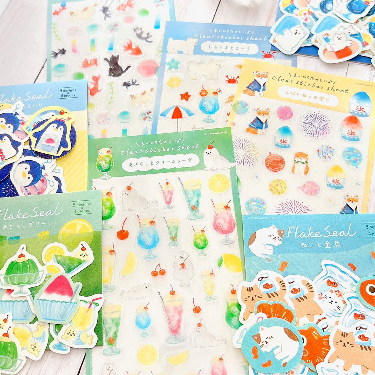 Furukawa Shiko Sticker Sheet - Cat and Goldfish - Wa - Life 2025 Summer Limited - Sticker Sheets