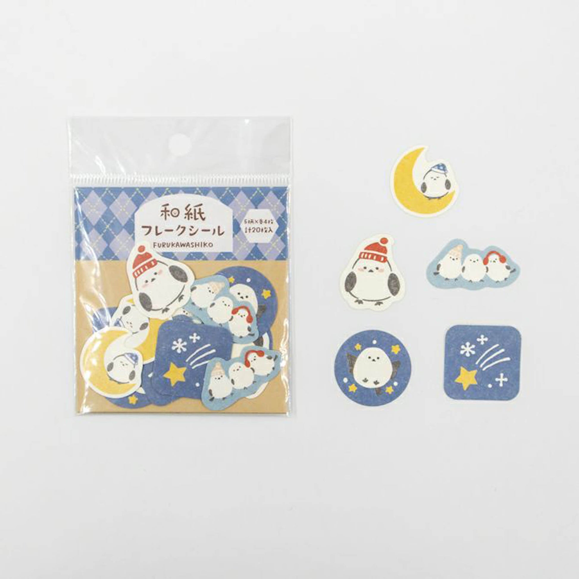 Furukawa Shiko Washi Flake Sticker - Bird and Starry Sky - Wa - Life 2025 Winter Limited - Flake Stickers