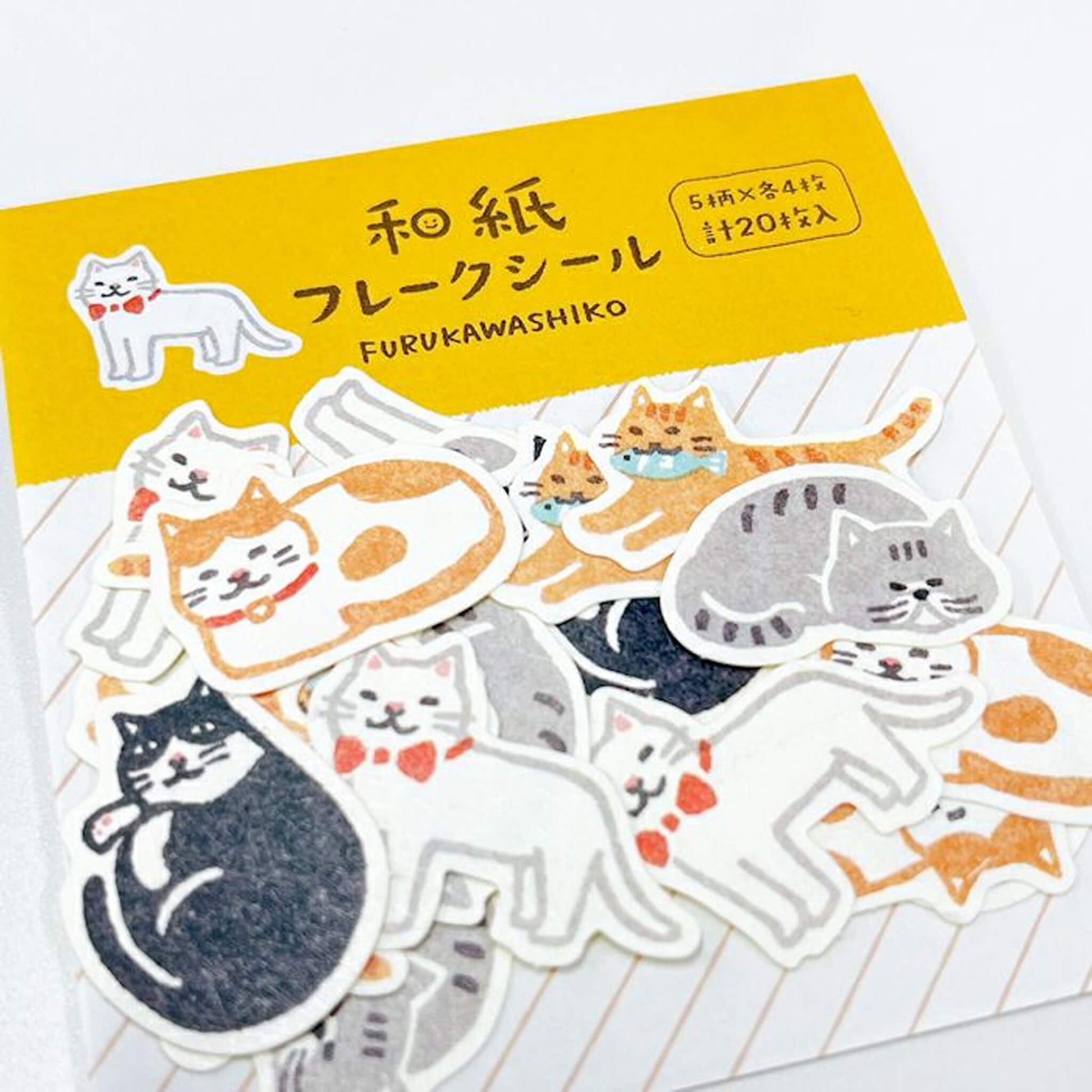 Furukawa Shiko Washi Flake Sticker - Cat - Flake Stickers