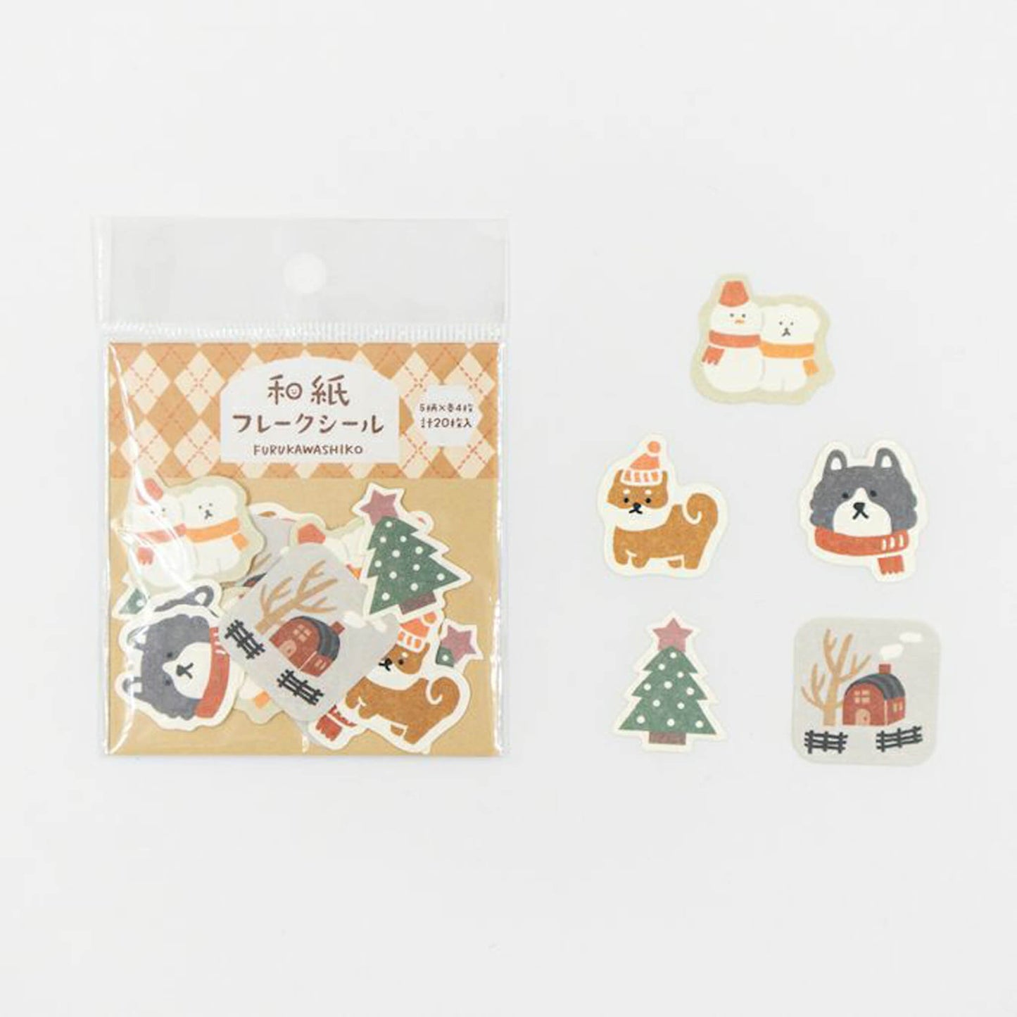 Furukawa Shiko Washi Flake Sticker - Dog and Snow - Wa - Life 2025 Winter Limited - Flake Stickers