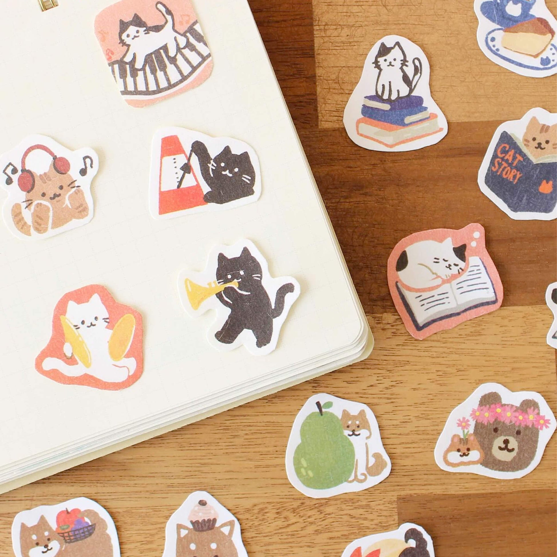 Furukawa Shiko Washi Flake Sticker - Music Cat - Flake Stickers