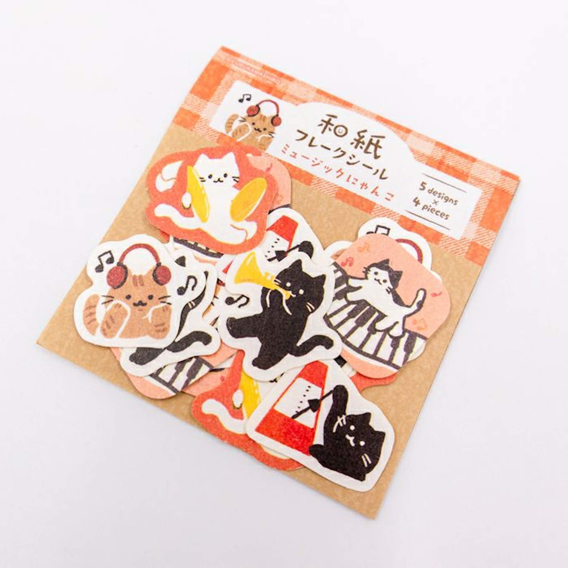 Furukawa Shiko Washi Flake Sticker - Music Cat - Flake Stickers