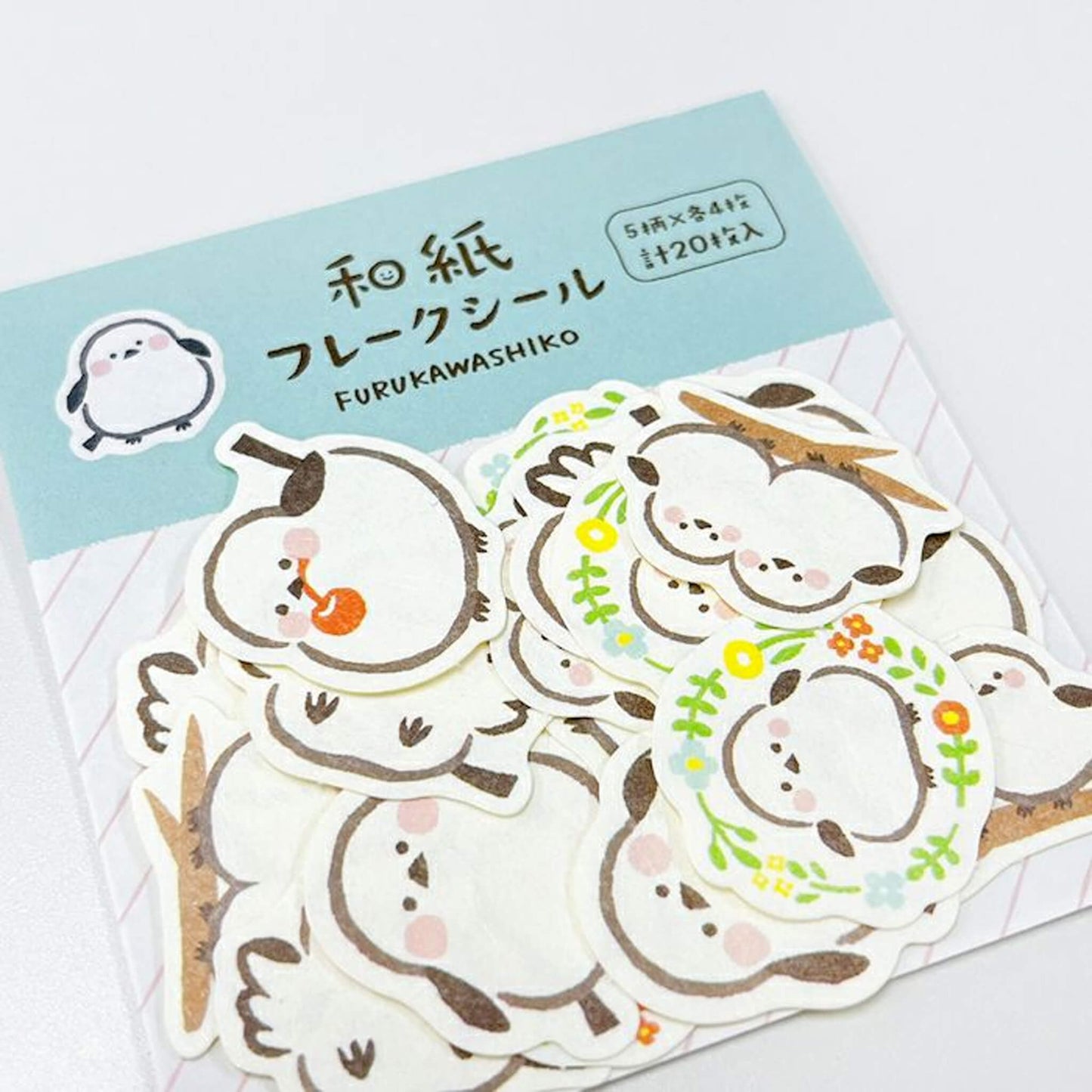 Furukawa Shiko Washi Flake Sticker - White Birds - Flake Stickers