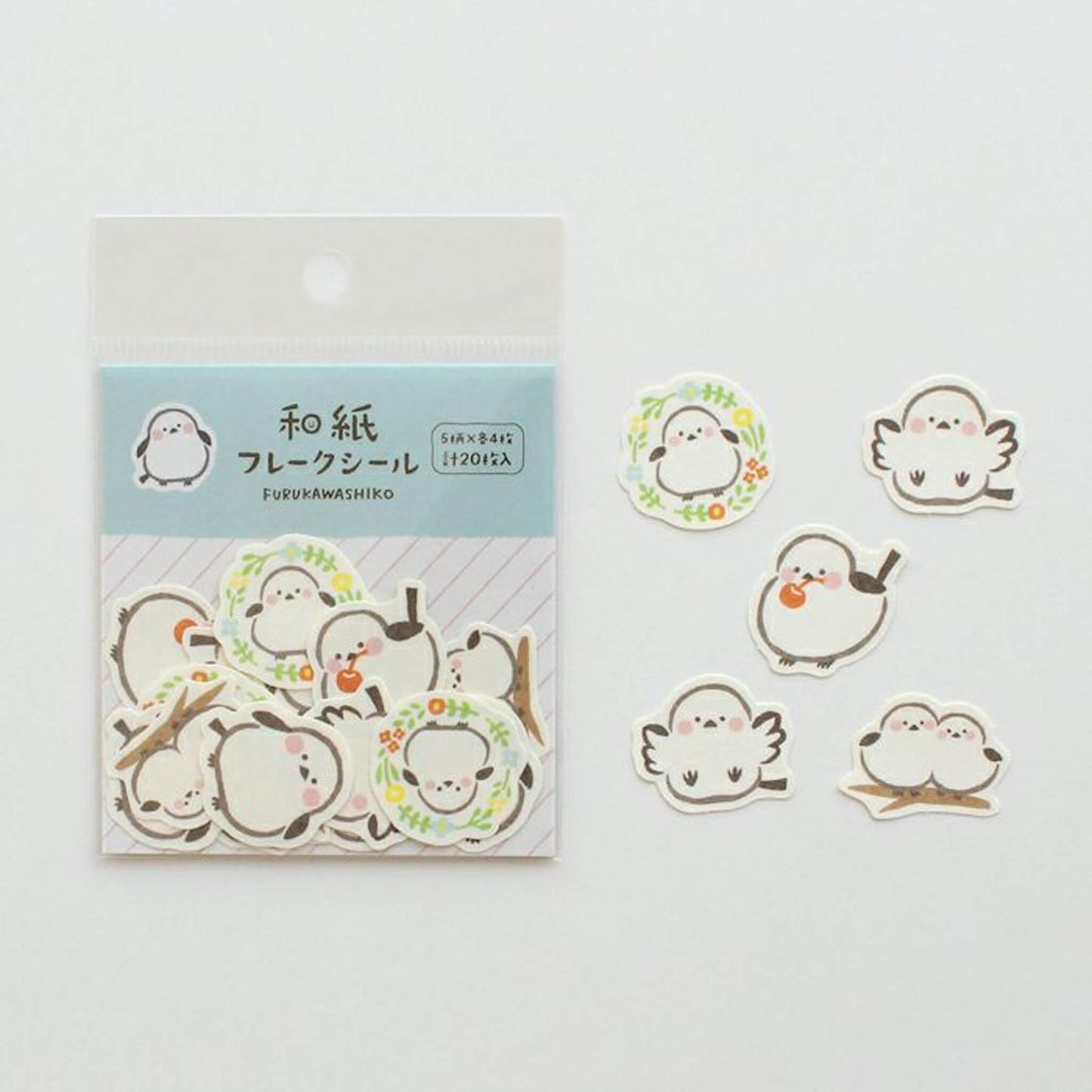 Furukawa Shiko Washi Flake Sticker - White Birds - Flake Stickers