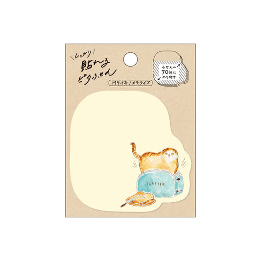 Hisago × Tocoro Comugi Firmly Sticky Notes M Size - Toast Cat - Sticky Notes