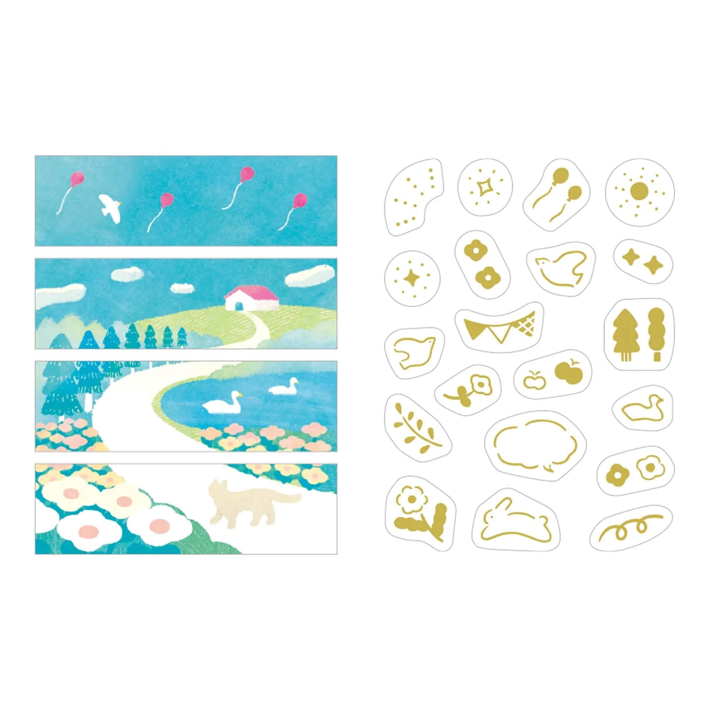 King Jim HITOTOKI KITTA Collage Washi Tape & Sticker - Oka (Gold Foil) - Kitta