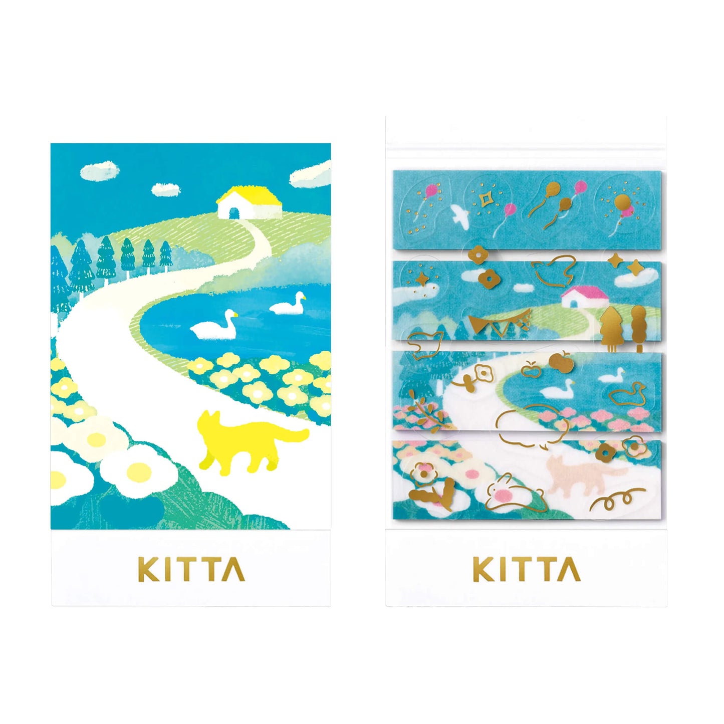 King Jim HITOTOKI KITTA Collage Washi Tape & Sticker - Oka (Gold Foil) - Kitta
