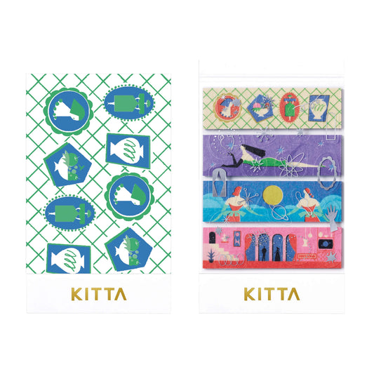 King Jim HITOTOKI KITTA Collage Washi Tape & Sticker - Wakusei (Silver Foil) - Kitta
